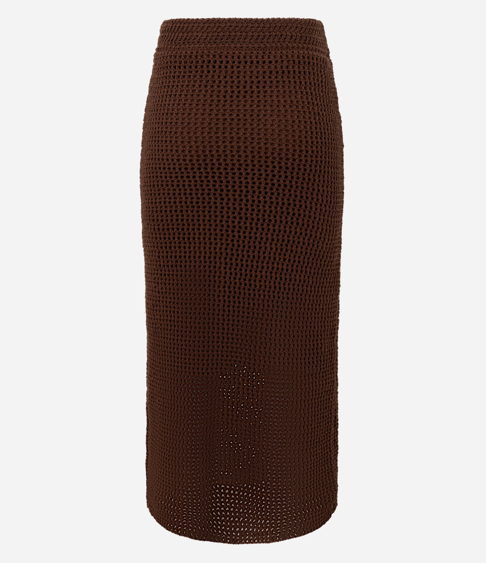 Saia Midi Tricot Texturizada Marrom 9
