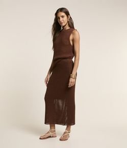 Saia Midi Tricot Texturizada