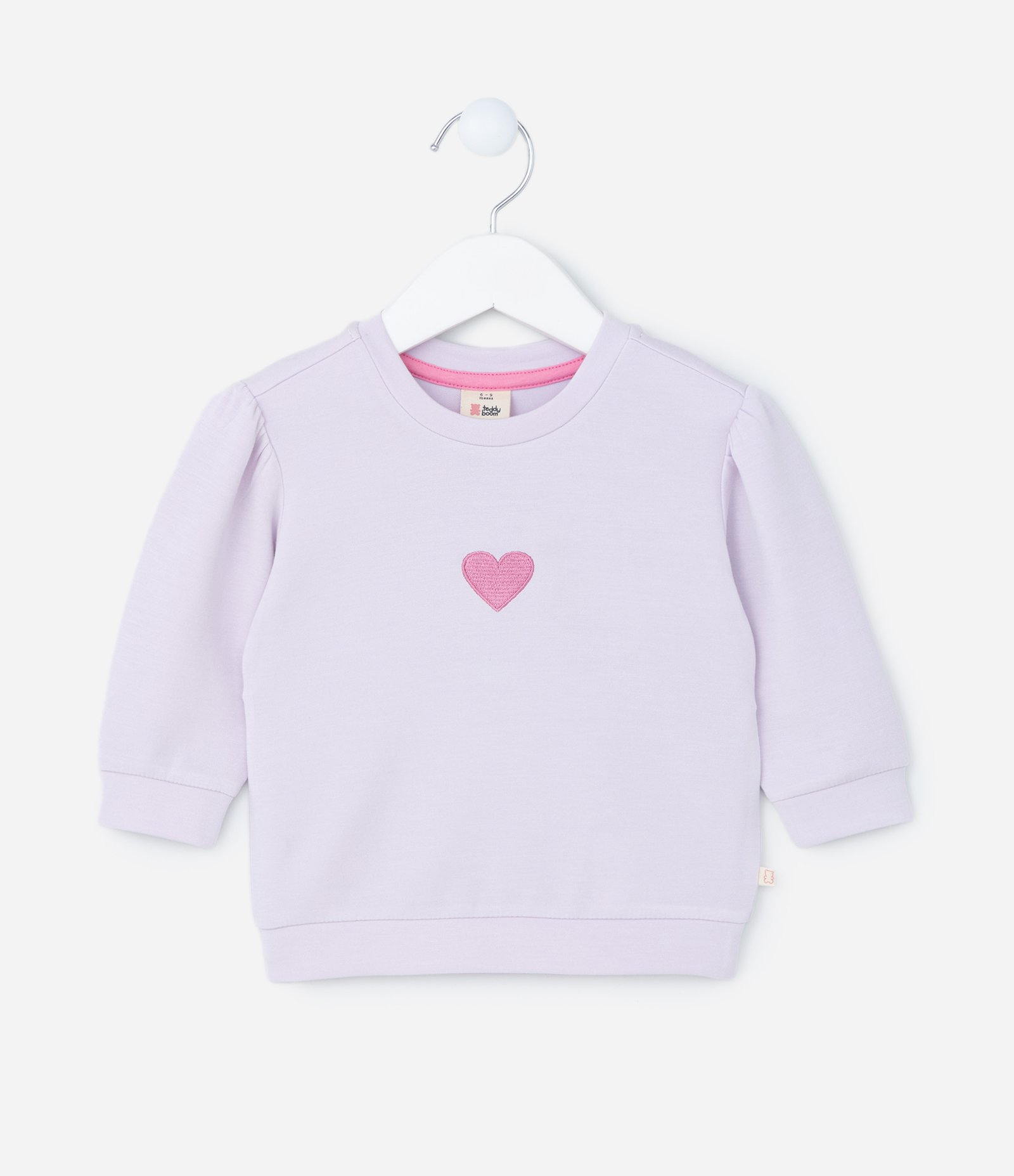 Blusão Infantil em Modal com Estampa Bordada de Coração - Tam 0 a 18 meses Lilás 1