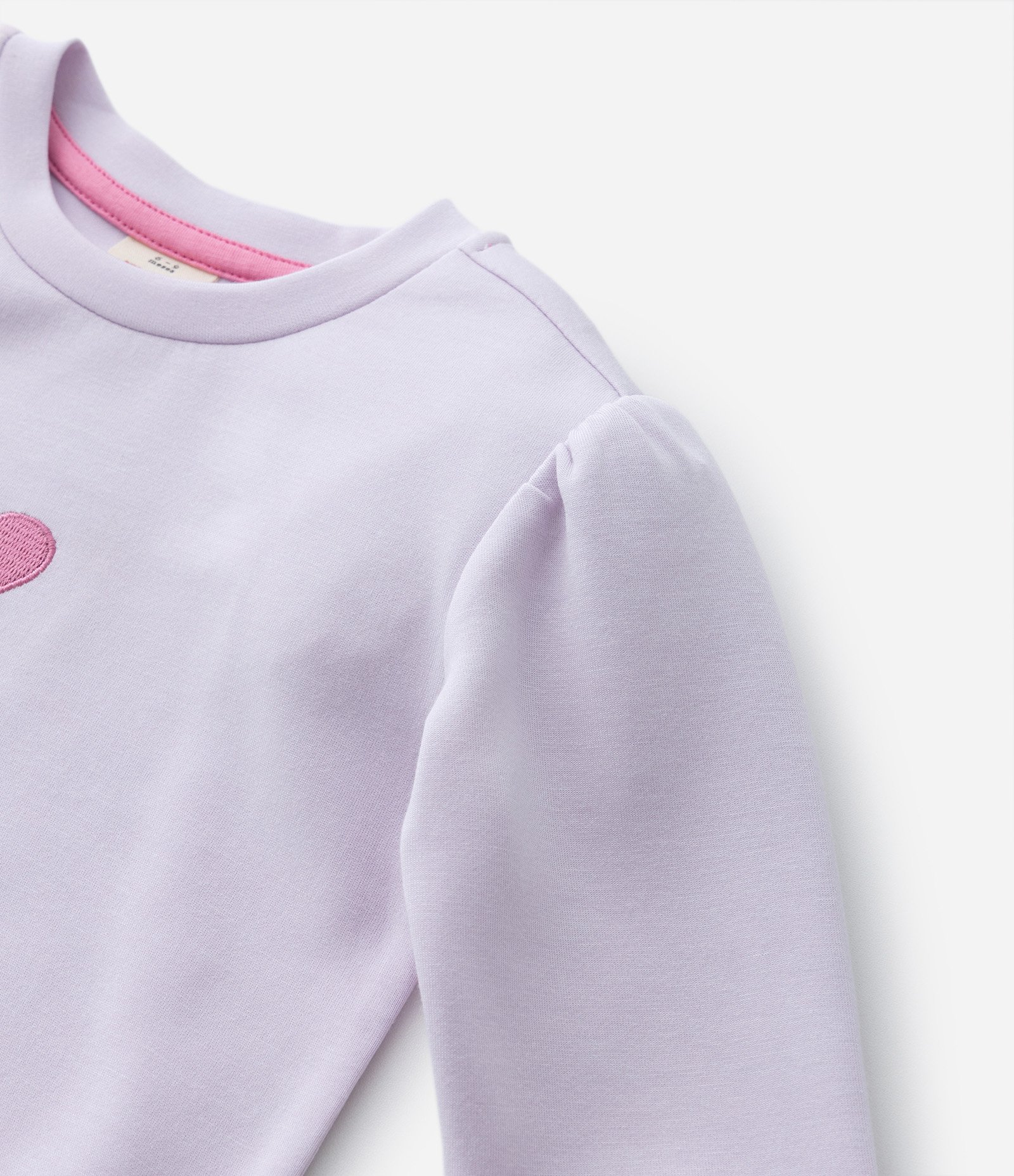 Blusão Infantil em Modal com Estampa Bordada de Coração - Tam 0 a 18 meses Lilás 3