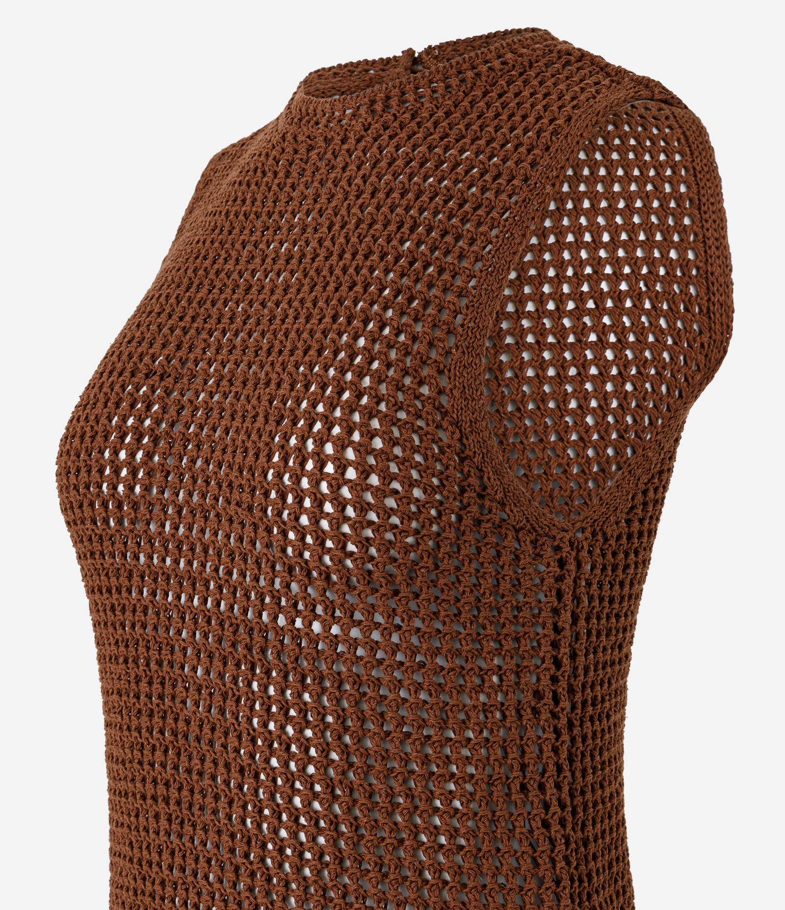 Blusa sem Manga em Crochê com Texturas Marrom 6