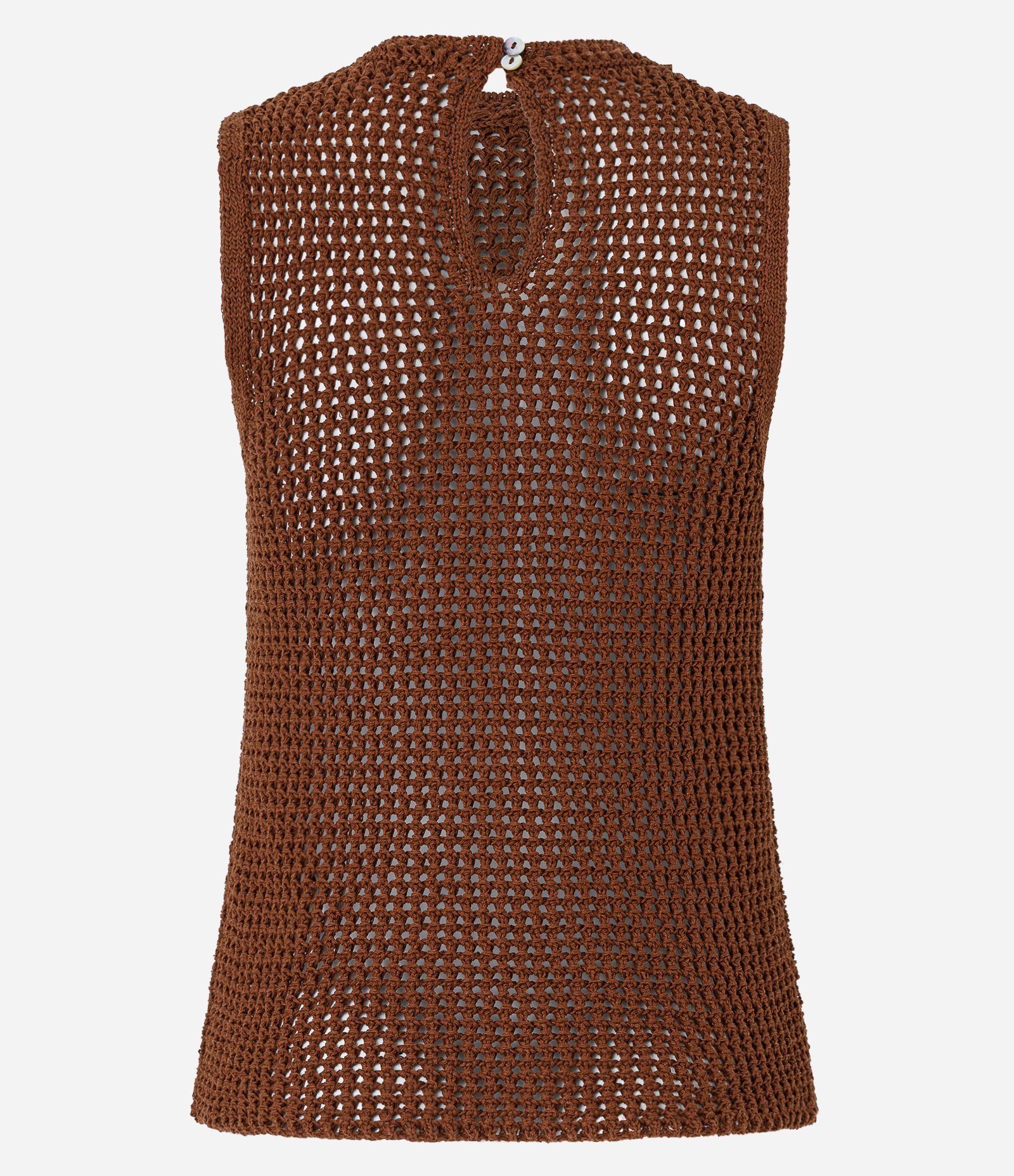 Blusa sem Manga em Crochê com Texturas Marrom 7