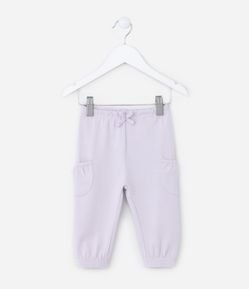 Calça Infantil com Lacinho e Bolsos - Tam 0 a 18 meses