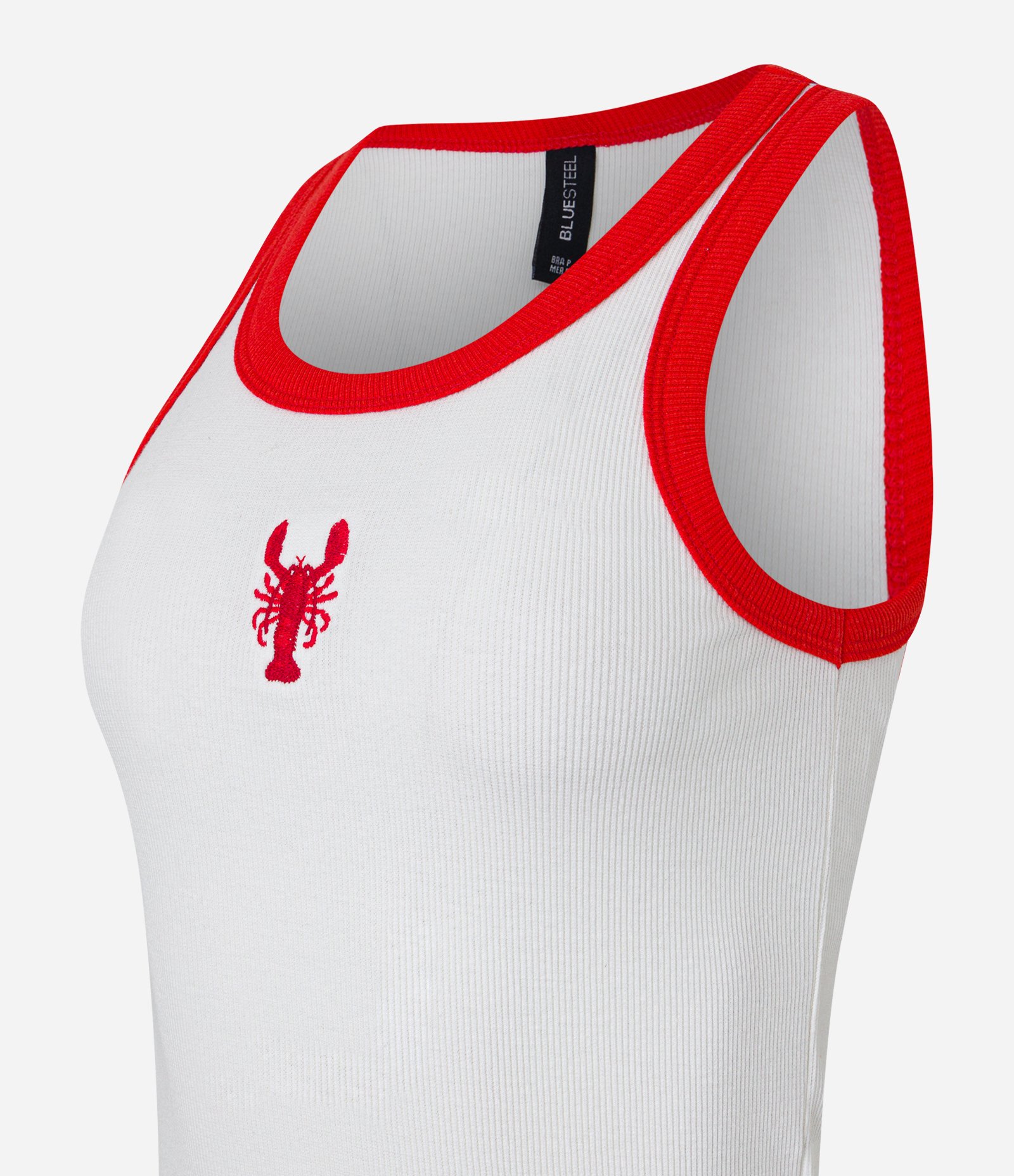 Regata em Ribana com Bordado de Lagosta e Viés Contrastante Branco 4