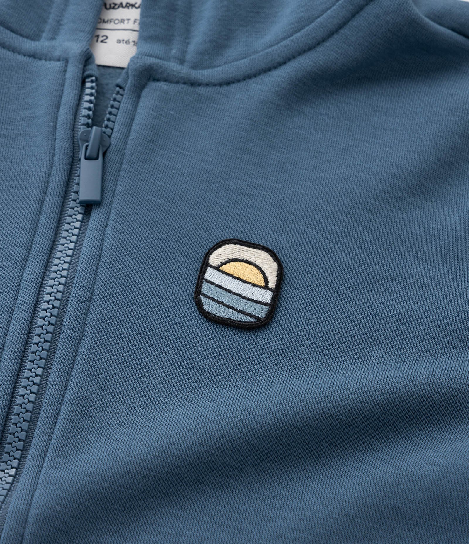 Jaqueta Infantil em Moletom com Patch e Capuz - Tam 5 a 14 anos Azul 7