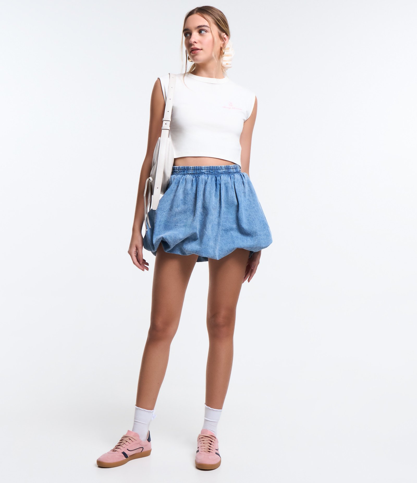 Blusa em Algodão com Estampa Lettering Cherry Blossom Branco 2