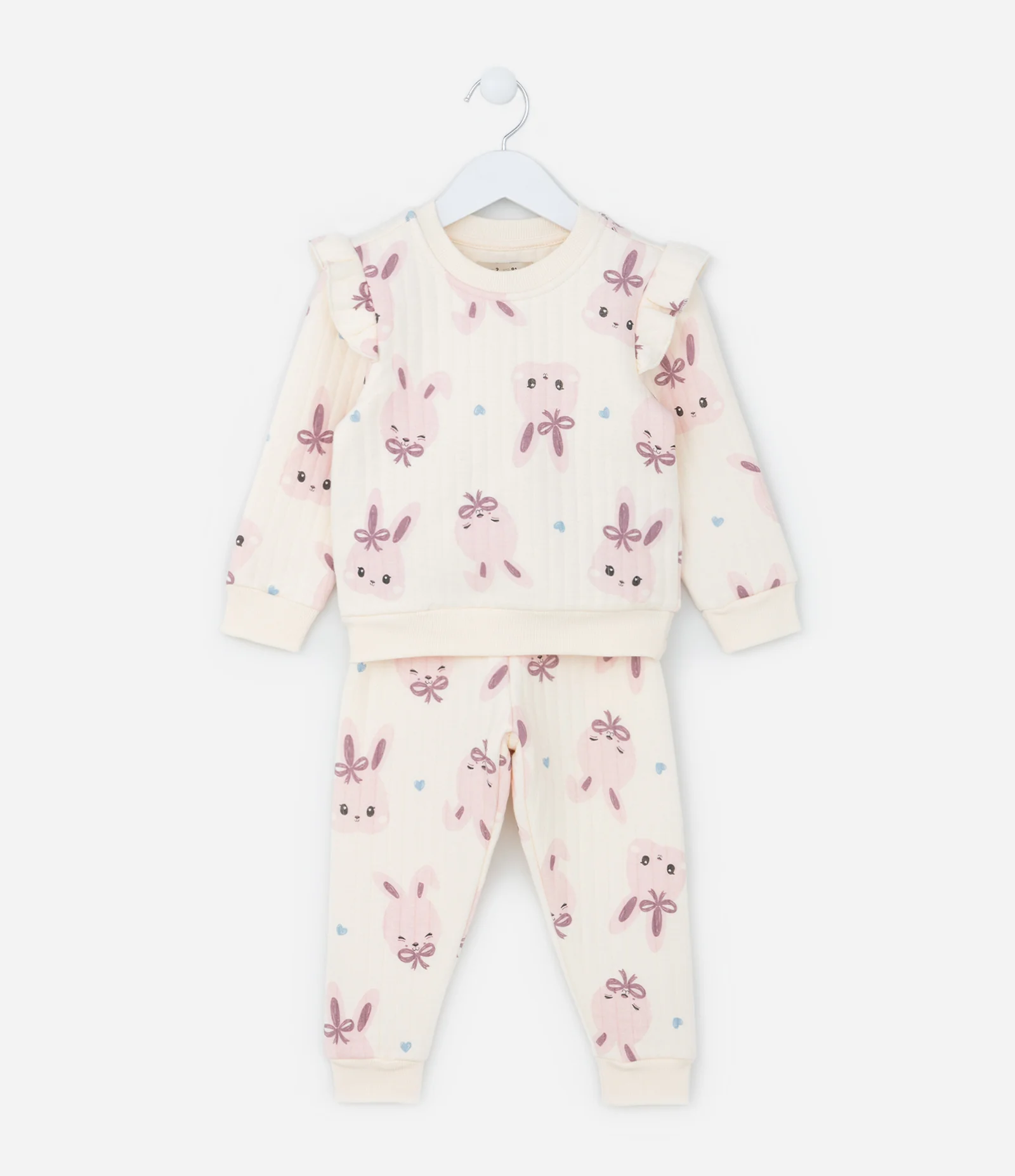 Conjunto Infantil em Matelassê com Estampa Coelha - Tam 1 a 5 Anos Bege 1