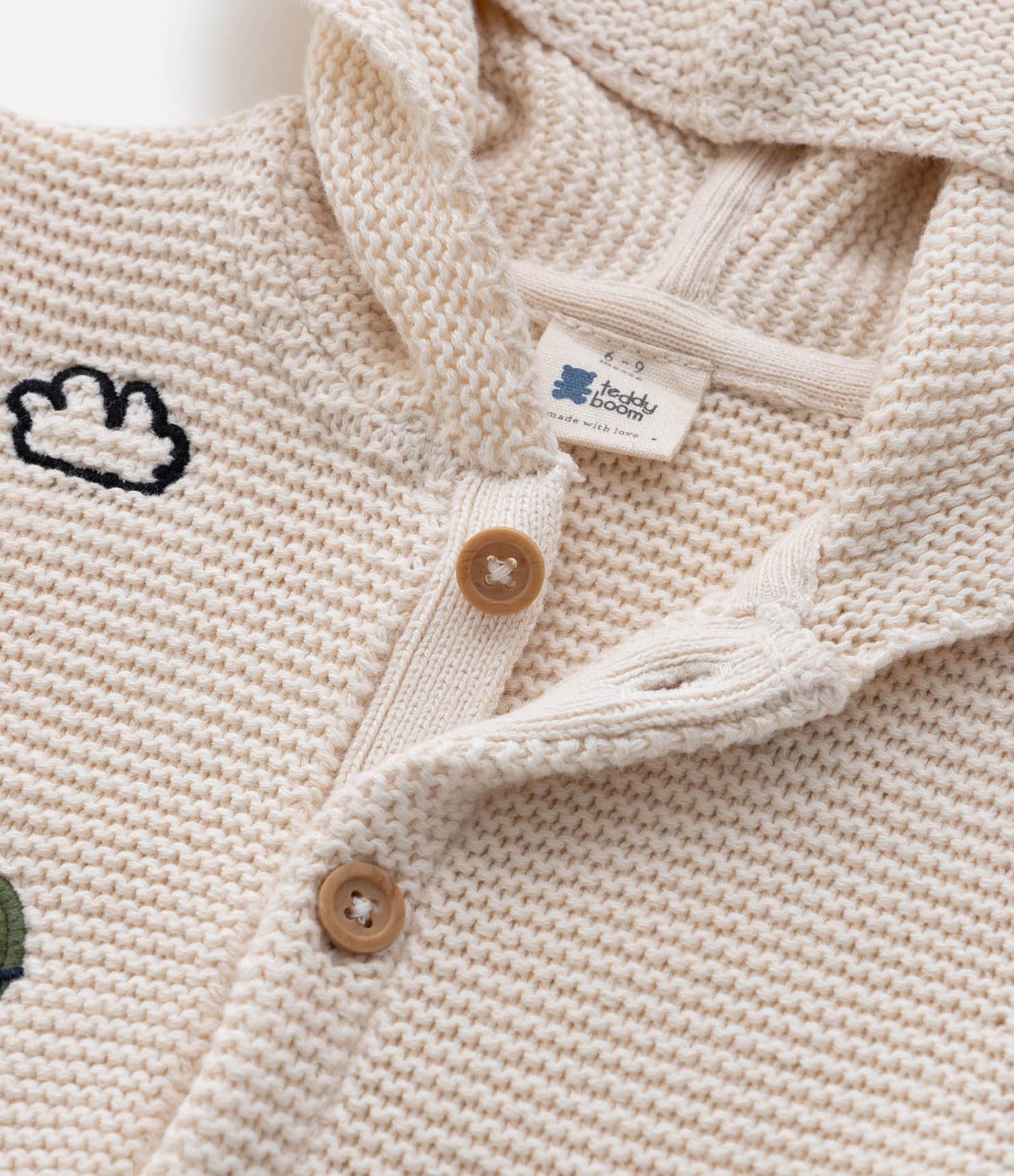 Cardigan Infantil em Tricô com Estampa Dinos - Tam 0 a 18 meses Bege 5