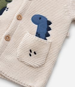 Cardigan Infantil em Tricô com Estampa Dinos - Tam 0 a 18 meses