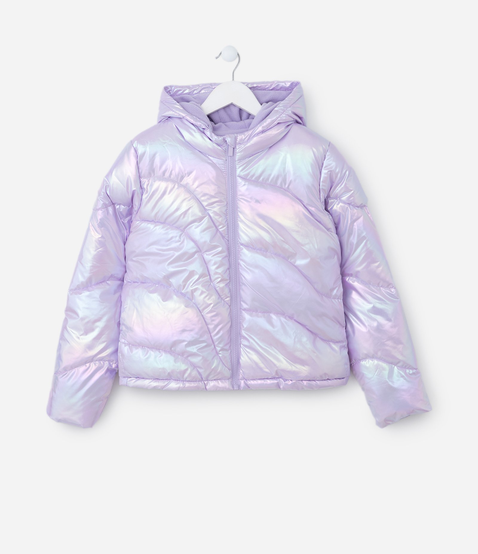Jaqueta Puffer Infantil Holográfica - Tam 5 a 14 Anos Lilás 1