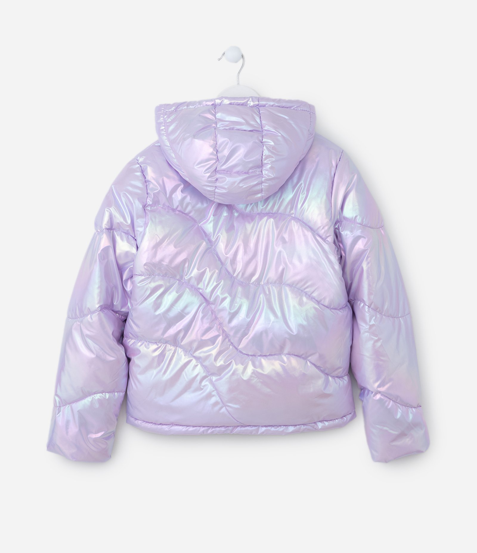 Jaqueta Puffer Infantil Holográfica - Tam 5 a 14 Anos Lilás 2