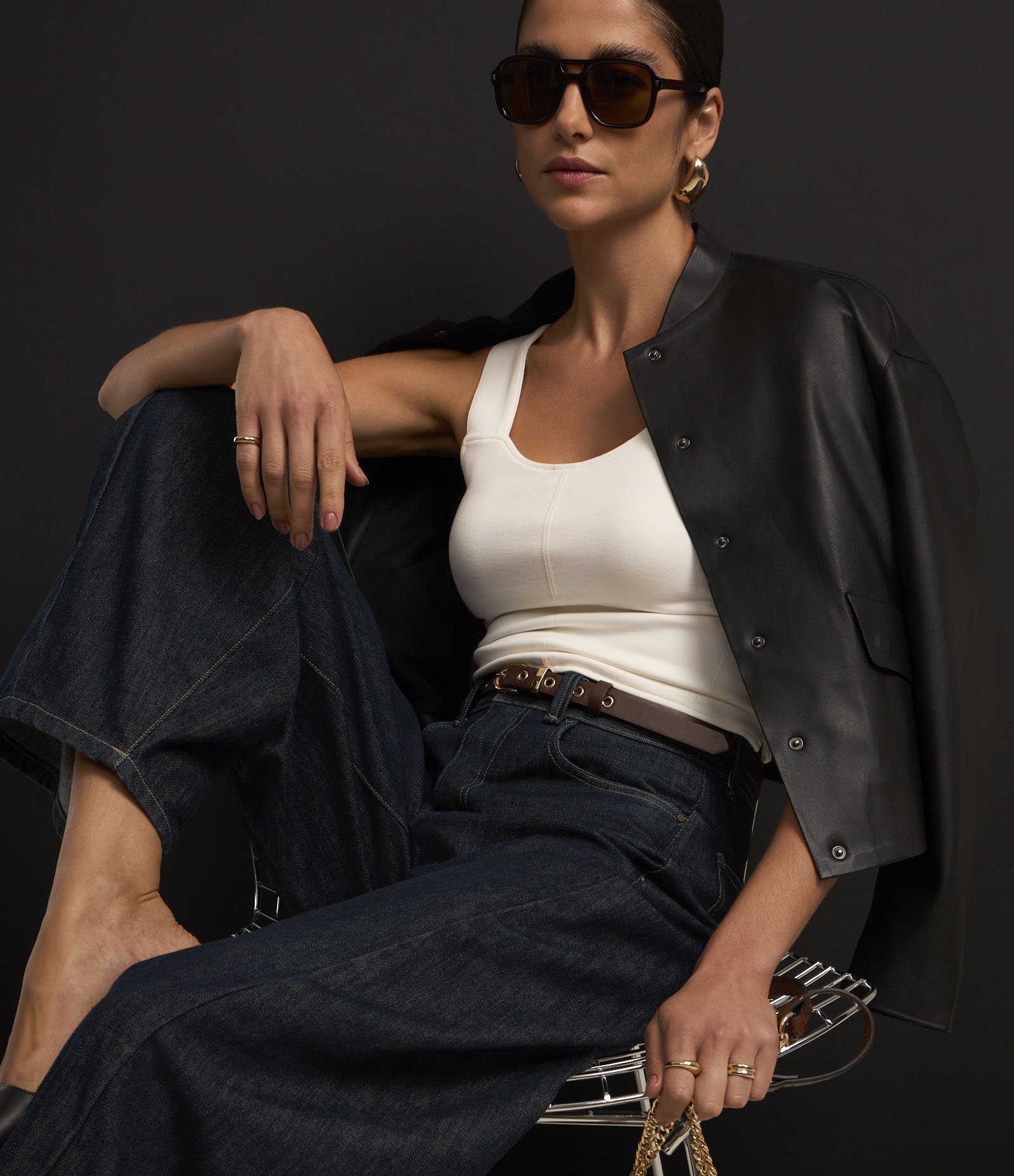 Blusa Alça Larga Cropped em Viscose com Ponto Roma Branco 8