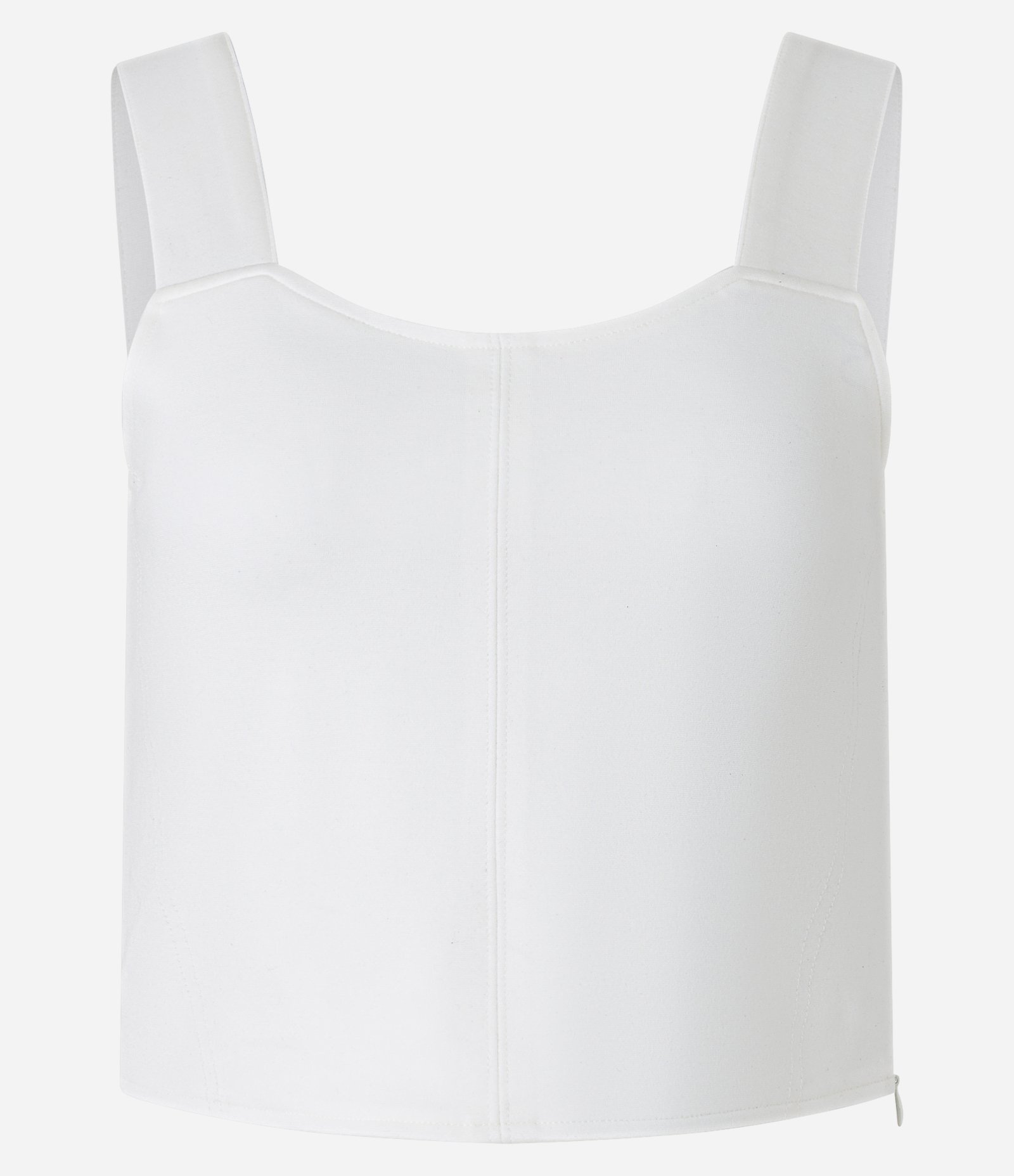 Blusa Alça Larga Cropped em Viscose com Ponto Roma Branco 9