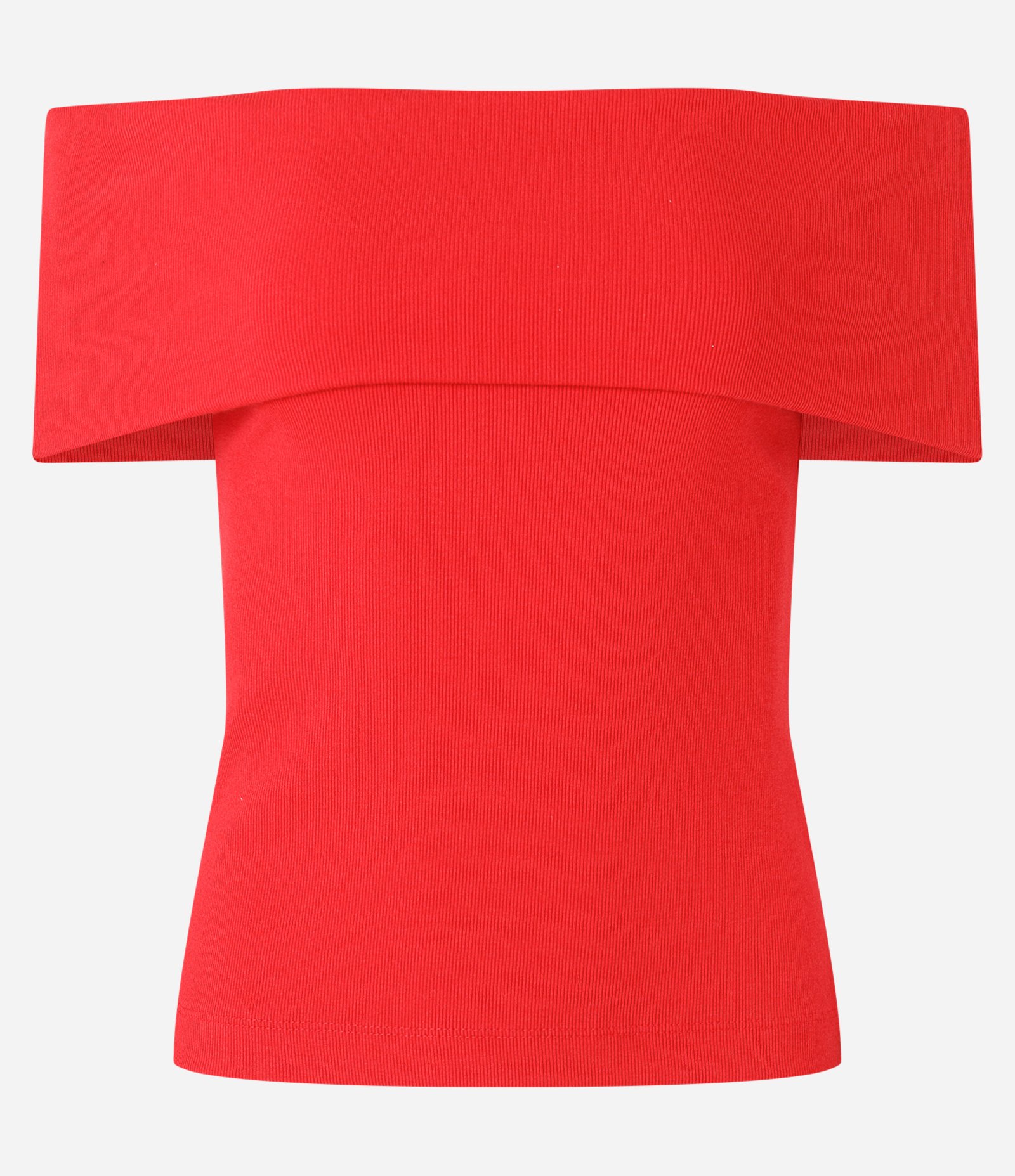 Blusa Ombro a Ombro em Ribana com Dobra no Decote Vermelho 4