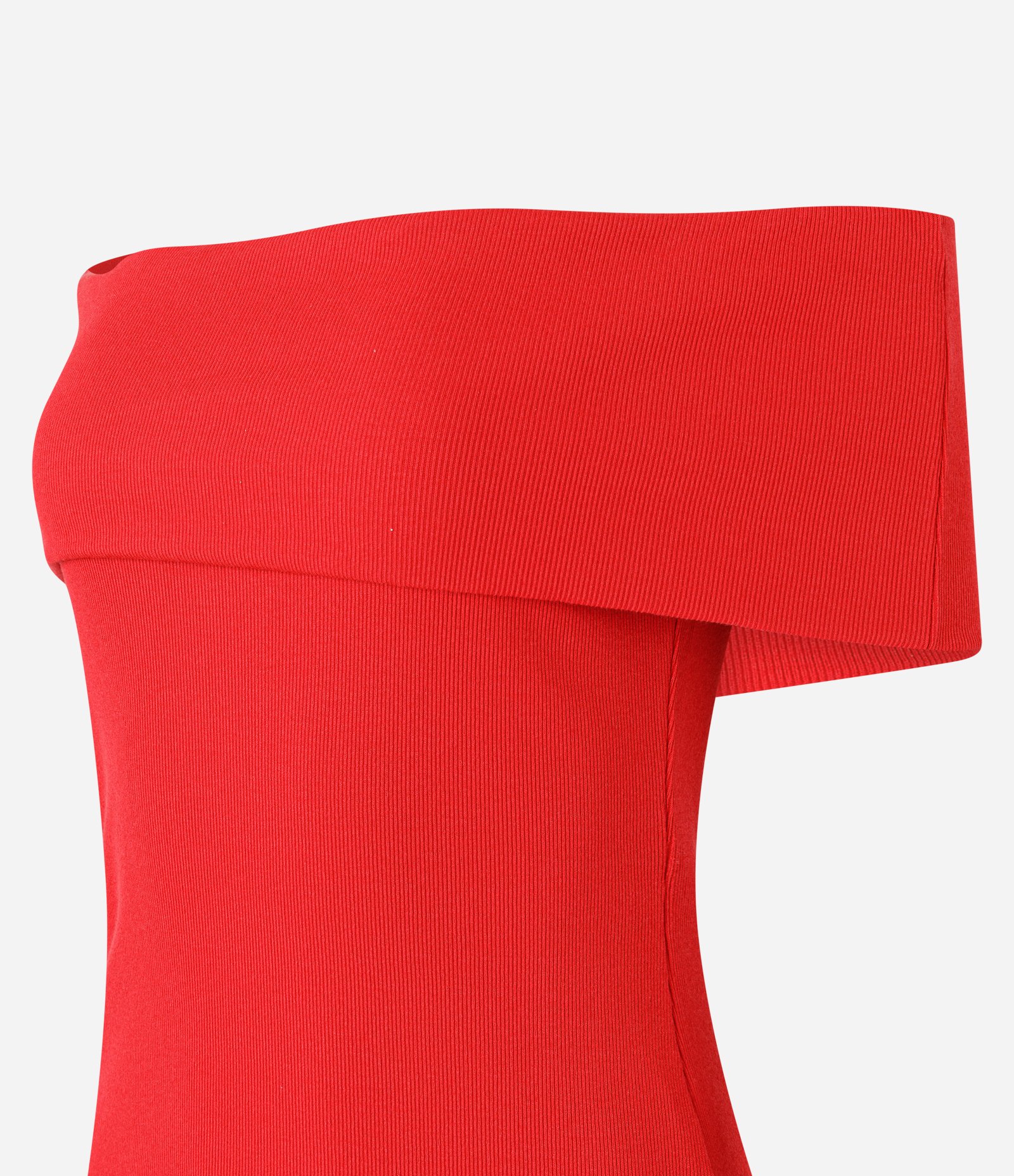 Blusa Ombro a Ombro em Ribana com Dobra no Decote Vermelho 5