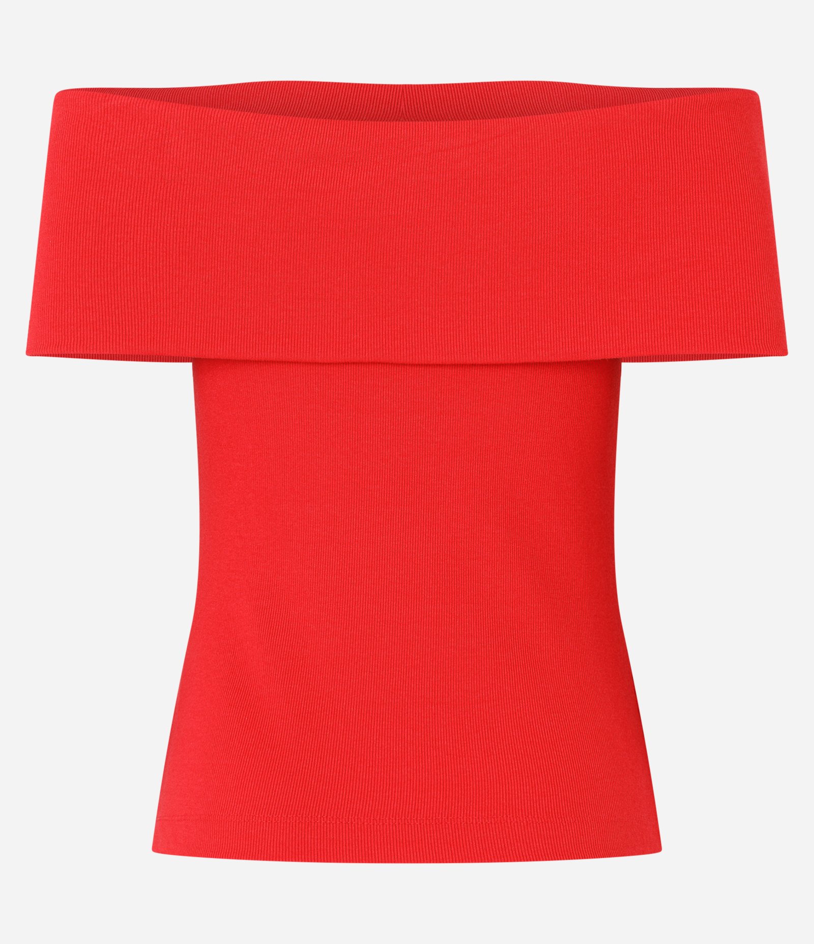 Blusa Ombro a Ombro em Ribana com Dobra no Decote Vermelho 6