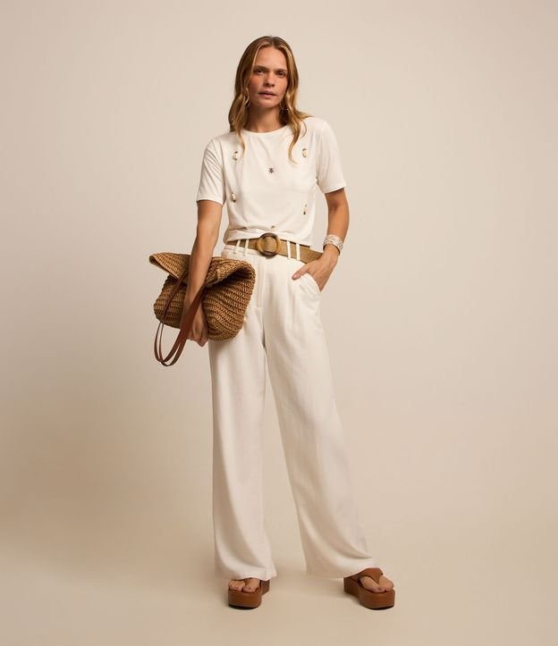 Blusa em Algodão com Miçangas e Búzios