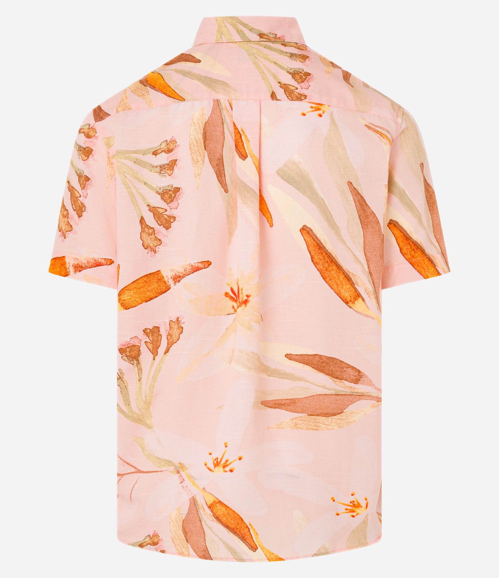 Camisa Regular em Voil com Estampa de Folhagem Salmão 7