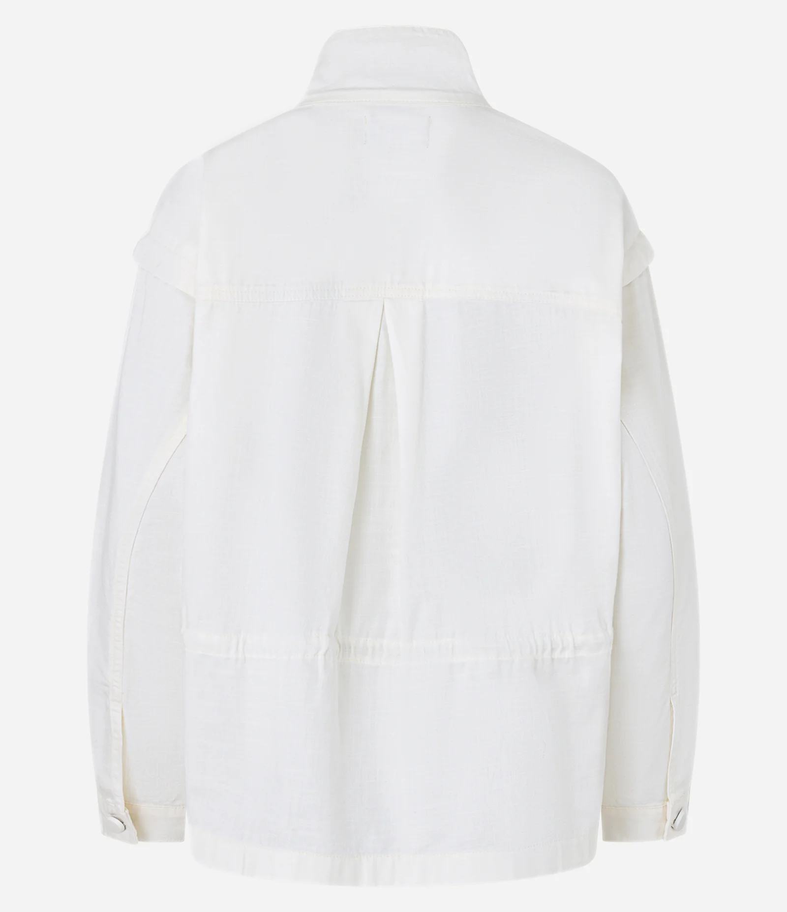 Jaqueta Trucker em Sarja com Bolsos Frontais e Ajuste na Cintura Branco 2