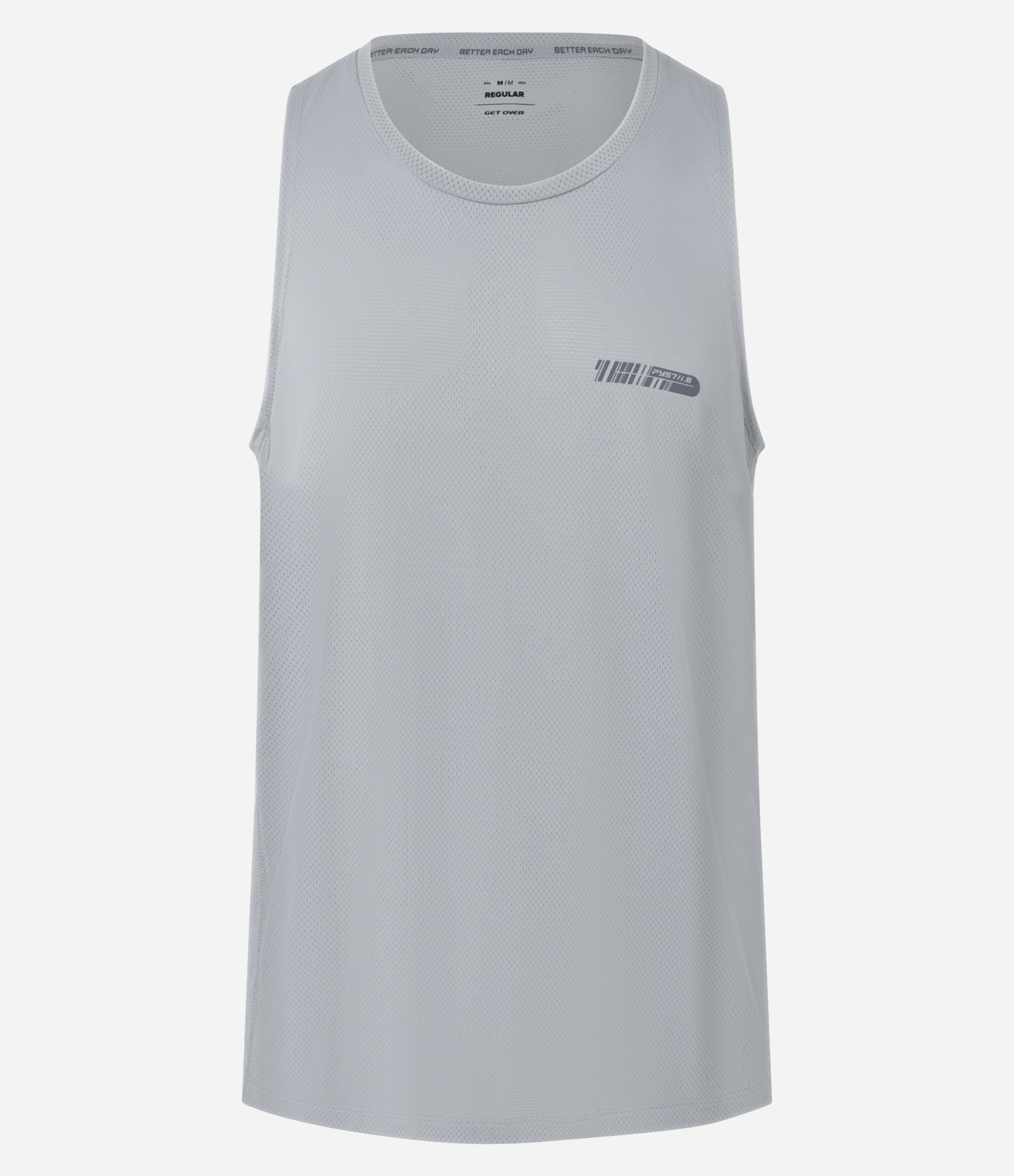 Regata Esportiva em Tecnologia Dry com Estampa Lettering Refletiva Cinza 4