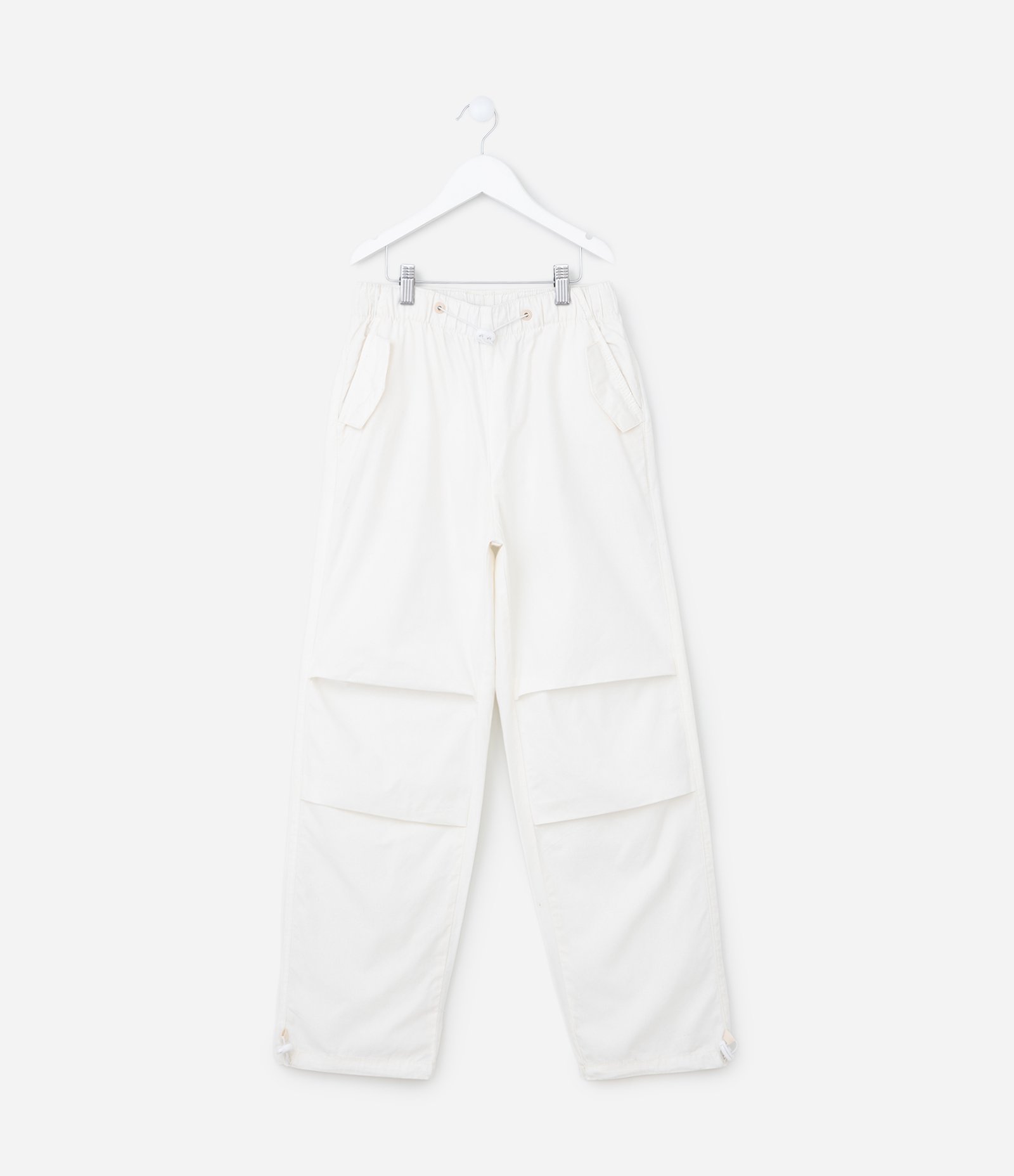 Calça Parachute Infantil com Detalhe no Joelho - Tam 5 a 14 anos Branco 1