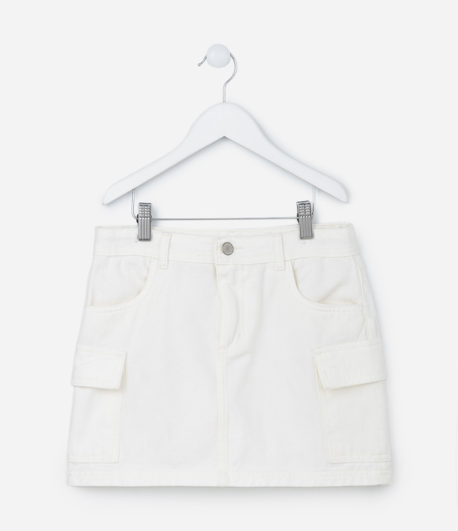 Saia Infantil em Sarja com Bolsinhos Cargo - Tam 5 a 14 Anos Off White 1