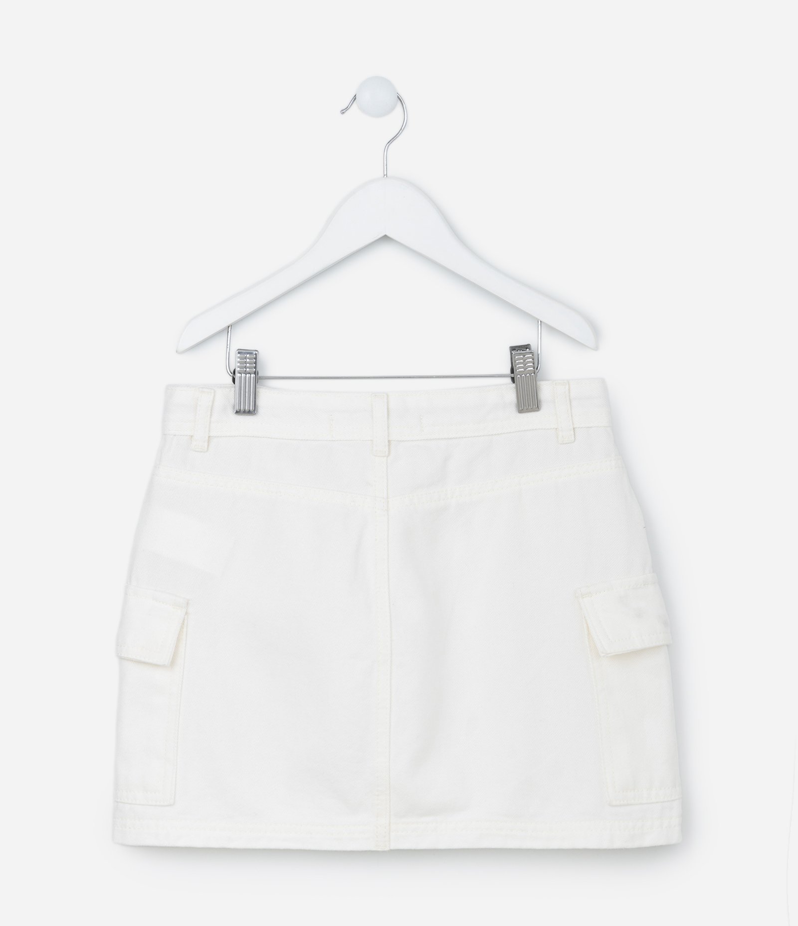 Saia Infantil em Sarja com Bolsinhos Cargo - Tam 5 a 14 Anos Off White 2