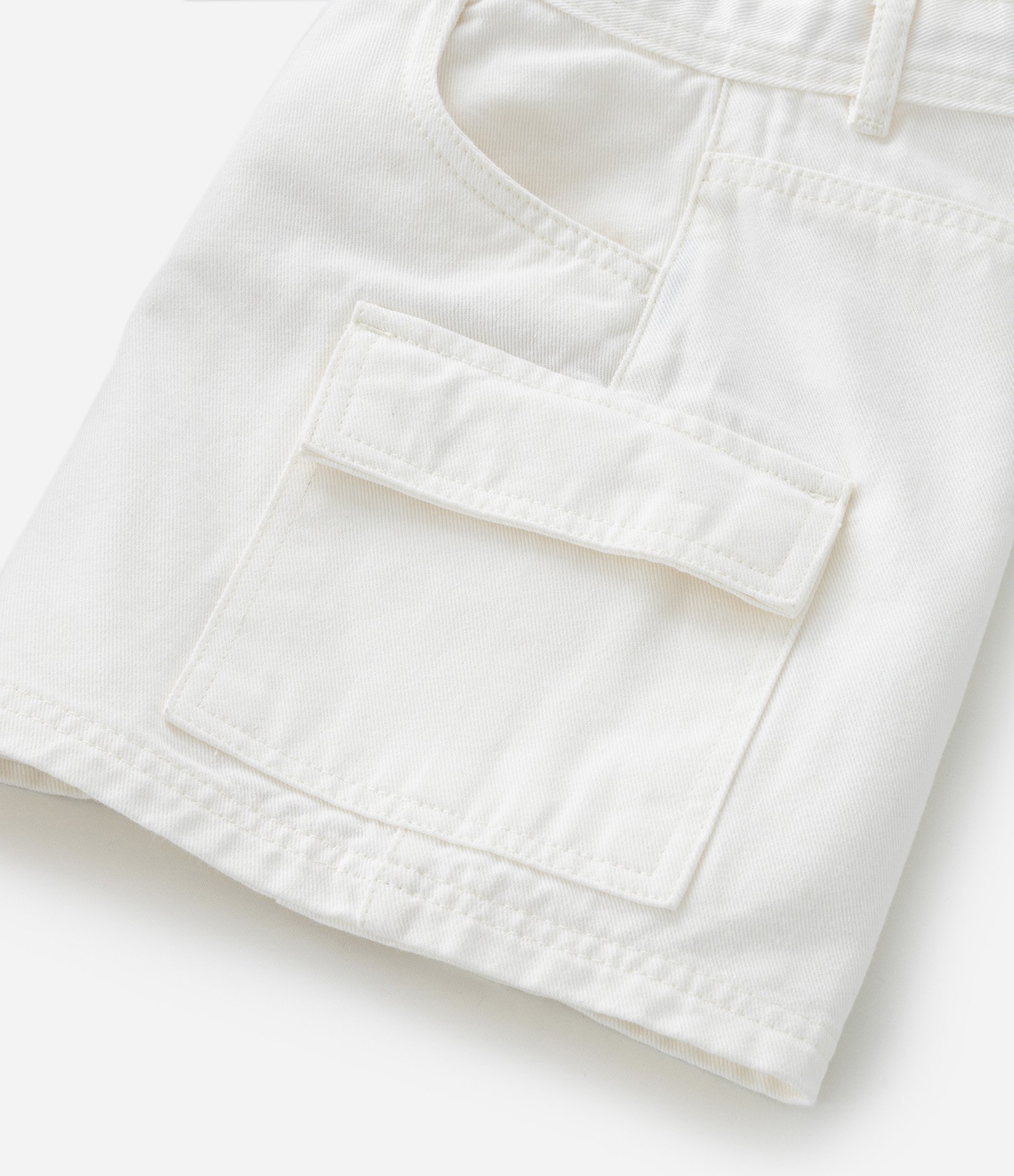 Saia Infantil em Sarja com Bolsinhos Cargo - Tam 5 a 14 Anos Off White 5