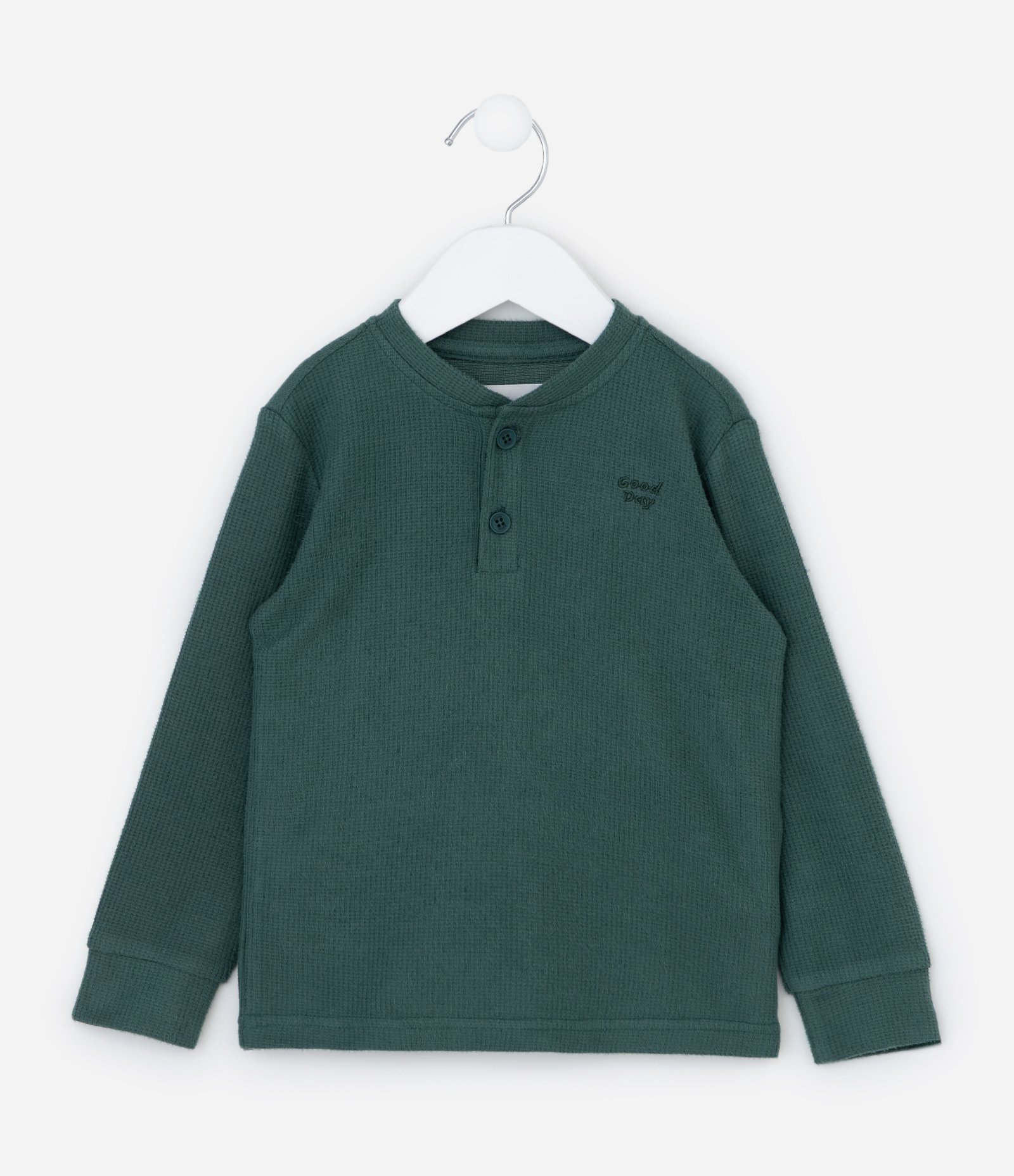 Camiseta Infantil com Bordado no Peito- Tam 1 a 5 anos Verde 1