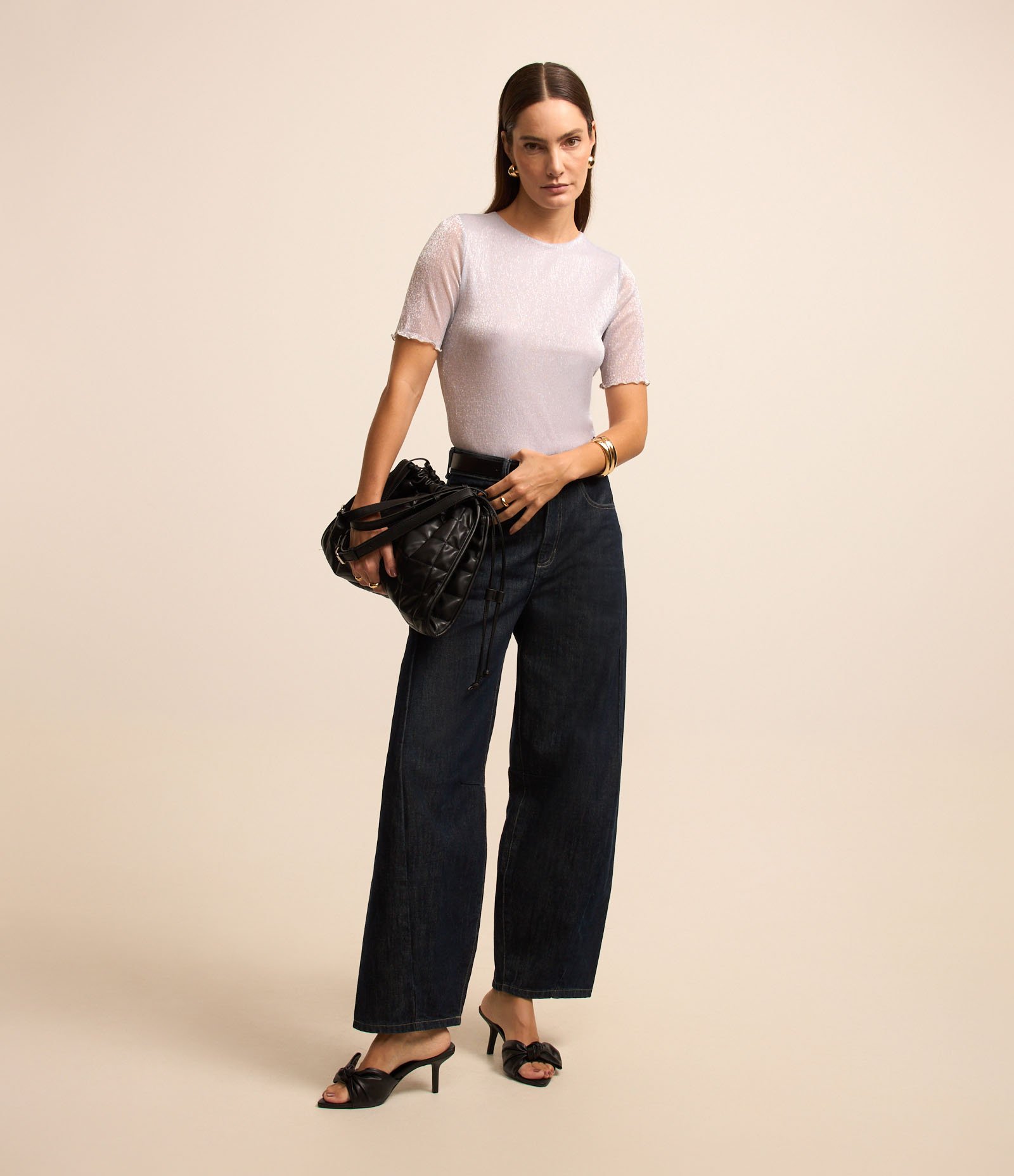 Blusa em Fio Metalizado com Frufrus Branco Neve 3