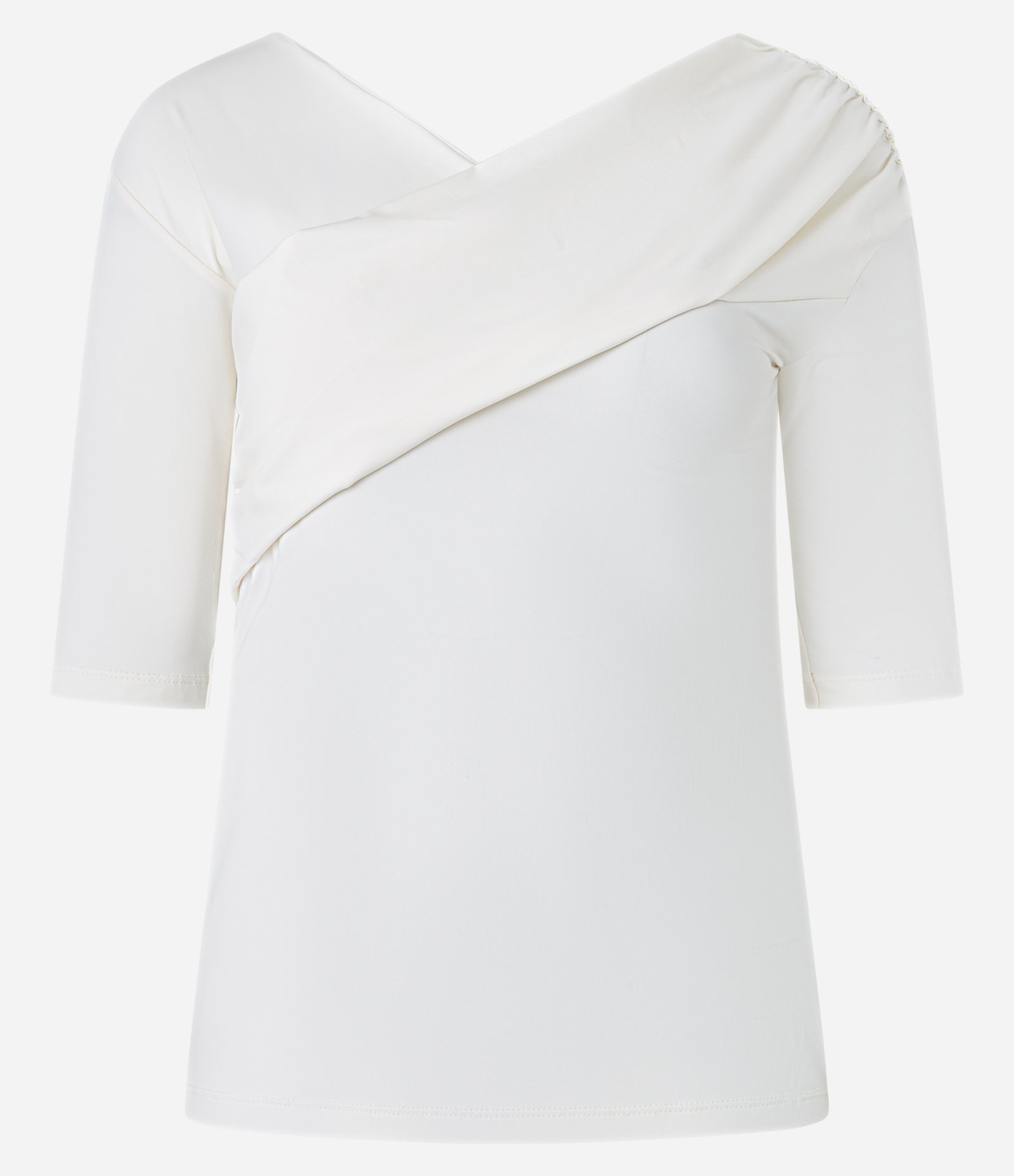Blusa Ombro a Ombro com Decote Transpassado Branco Neve 5
