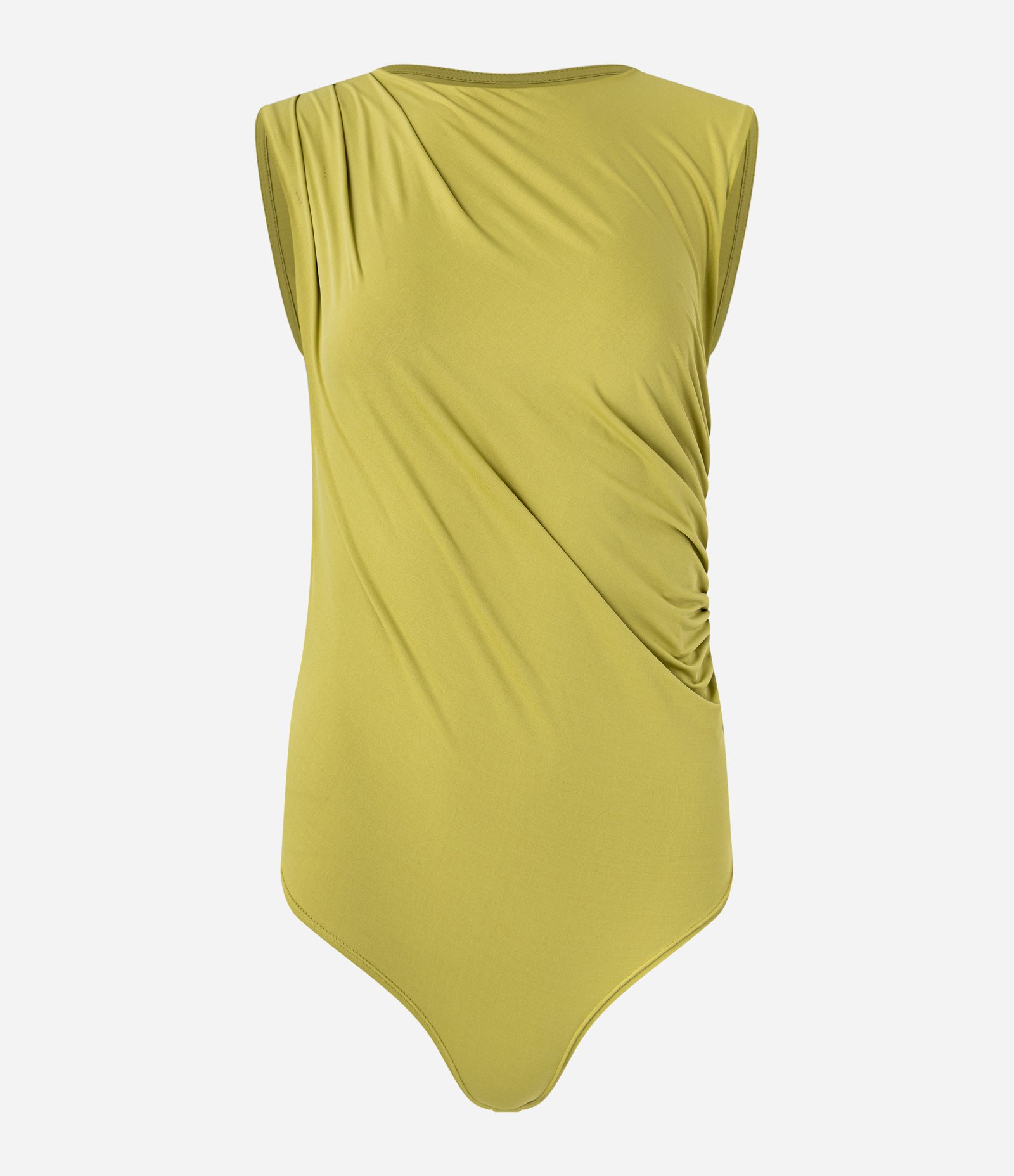 Body Sem Manga em Poliamida com Franzidos Amarelo 7