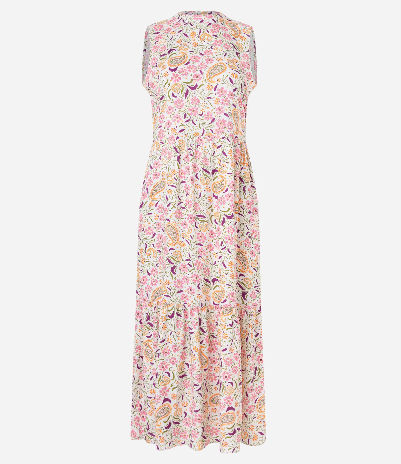 Vestido Evasê em Viscose com Estampa Floral Paisley Rosa 4