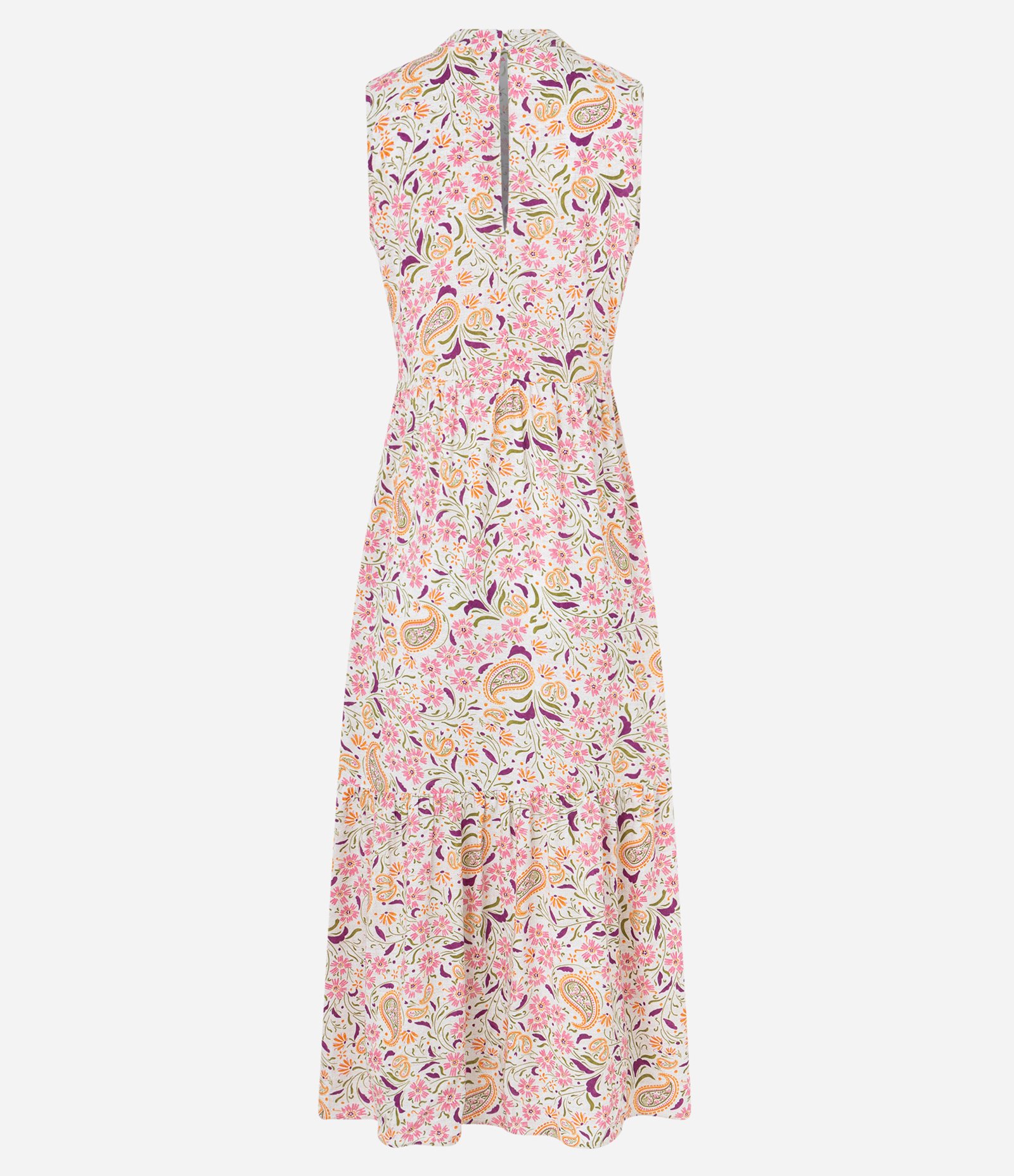 Vestido Evasê em Viscose com Estampa Floral Paisley Rosa 5