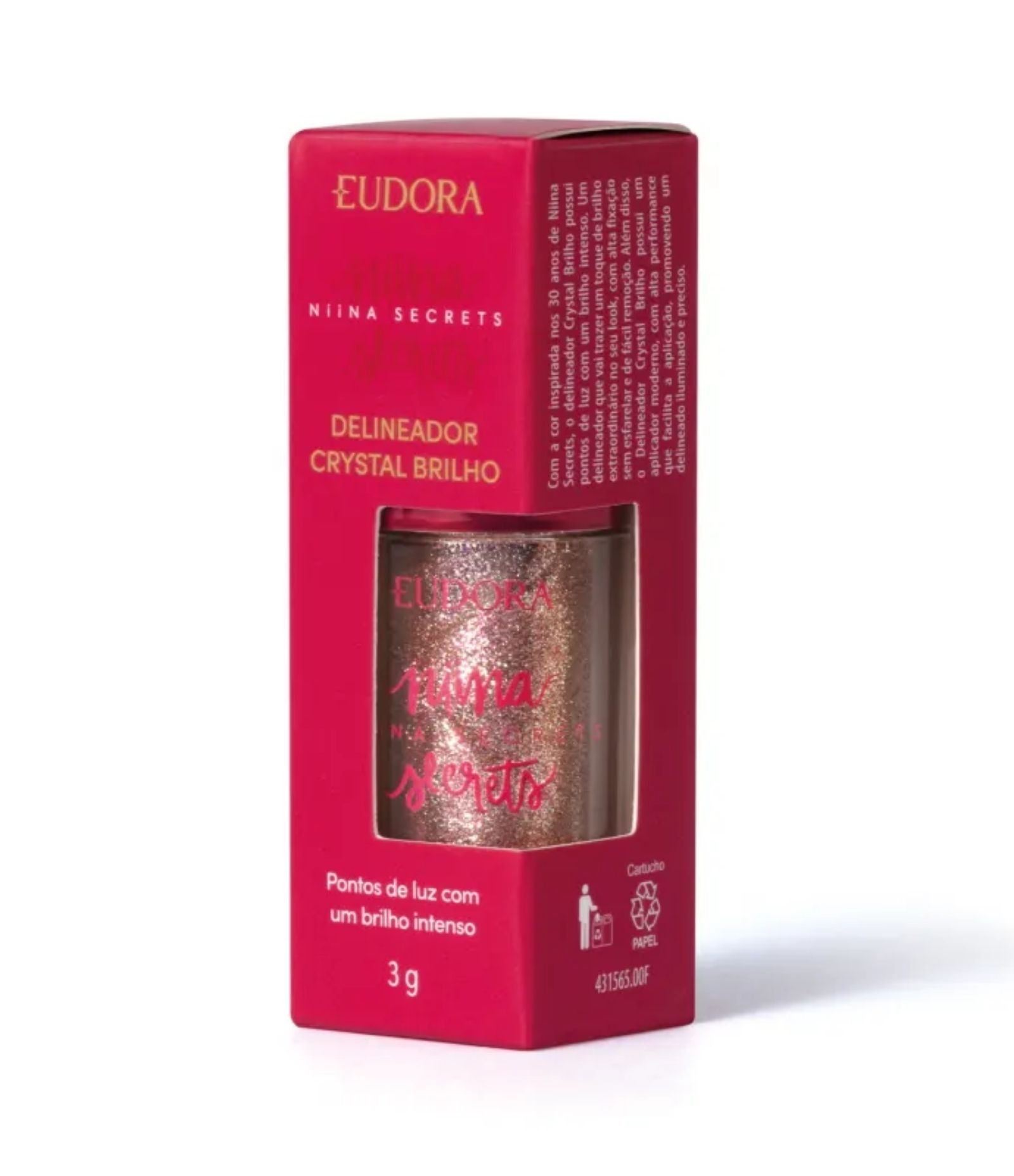 Delineador Niina Secrets Crystal Brilho Rose Gold 3