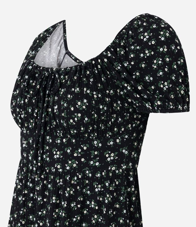 Vestido Curto em Ribana Floral Liberty com Amarração no Busto
