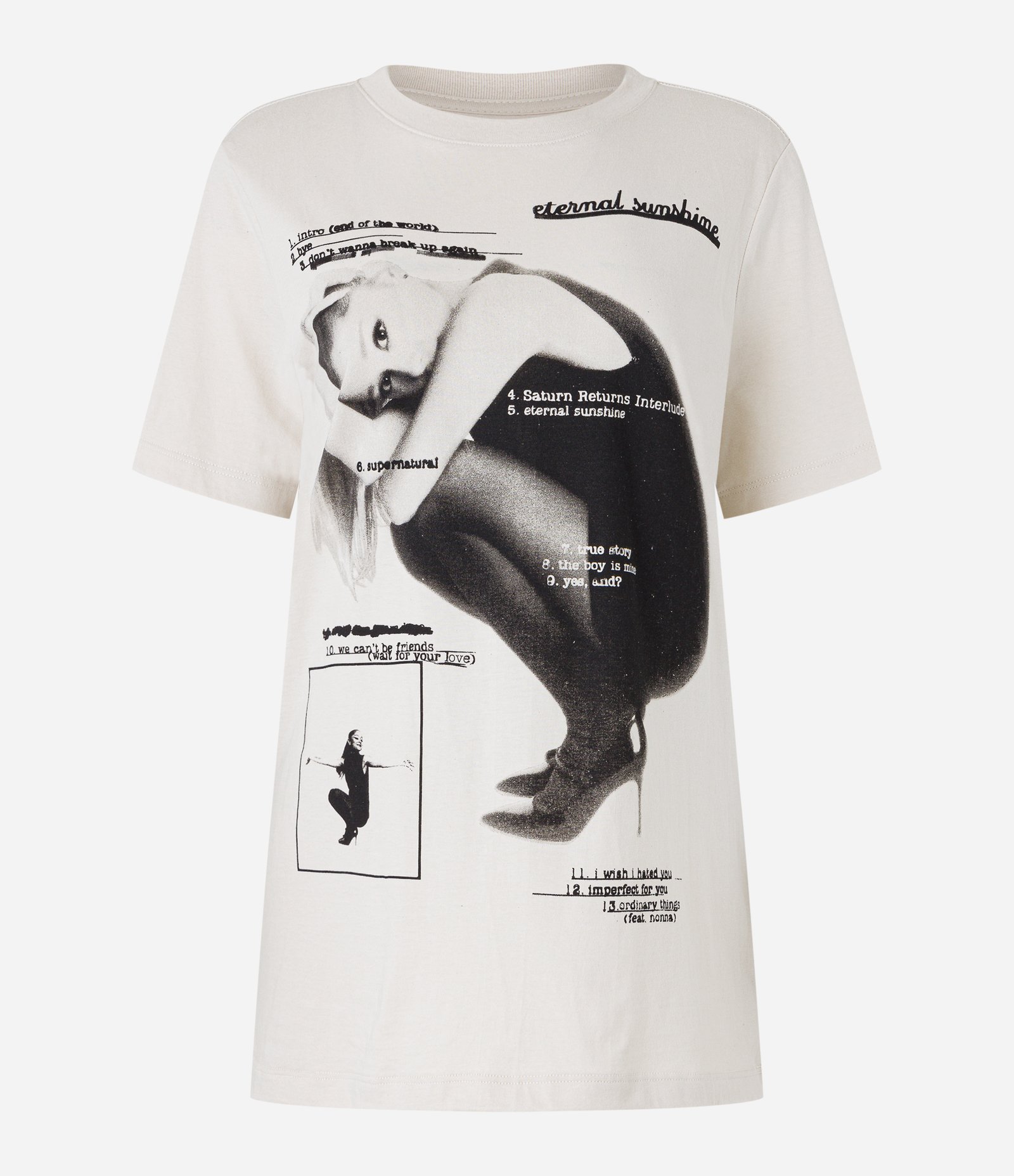 Camiseta em Algodão com Estampa Ariana Grande Bege 5