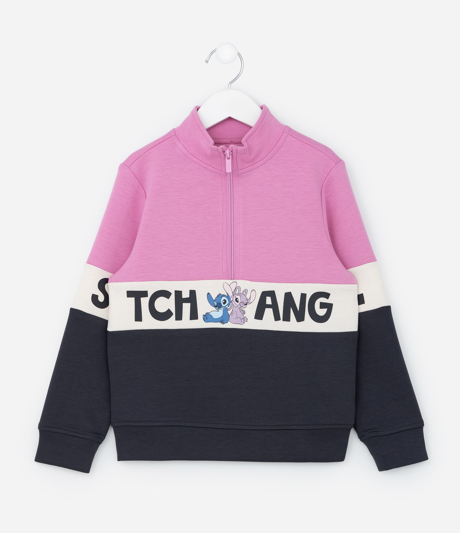 Blusão Infantil com Estampa do Stitch e Angel - Tam 5 a 14 Anos Rosa/Preto 1