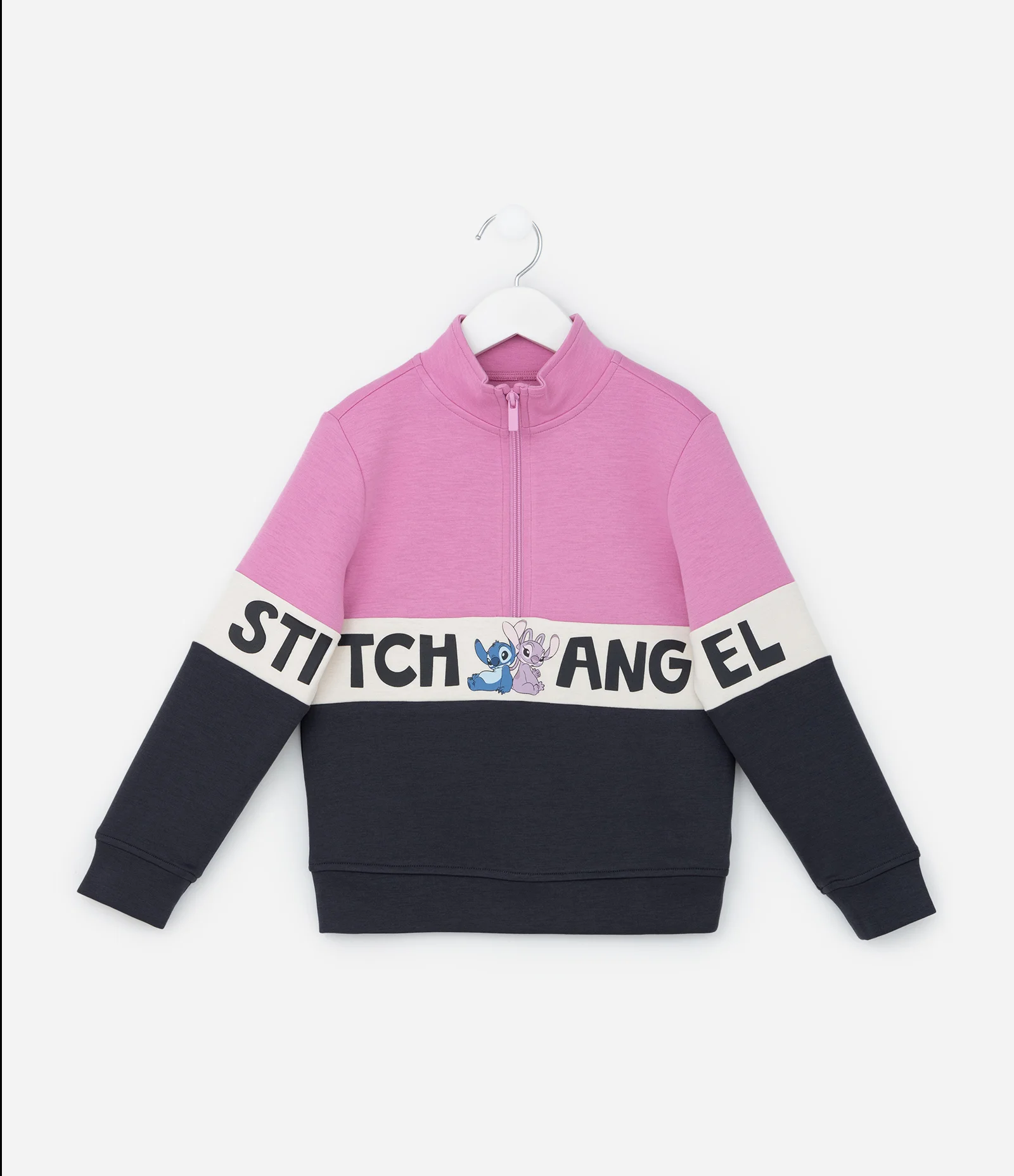Blusão Infantil com Estampa do Stitch e Angel - Tam 5 a 14 Anos Rosa/Preto 2