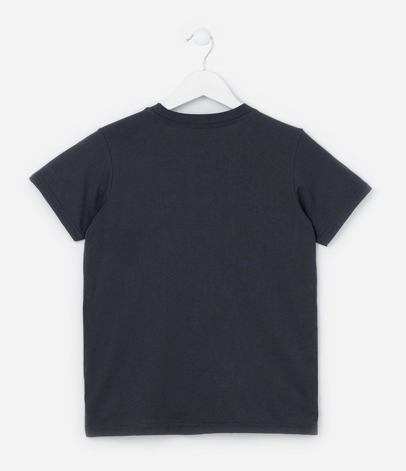 Camiseta Infantil com Bordado do Stitch - Tam 5 a 14 Anos Cinza Chumbo 2