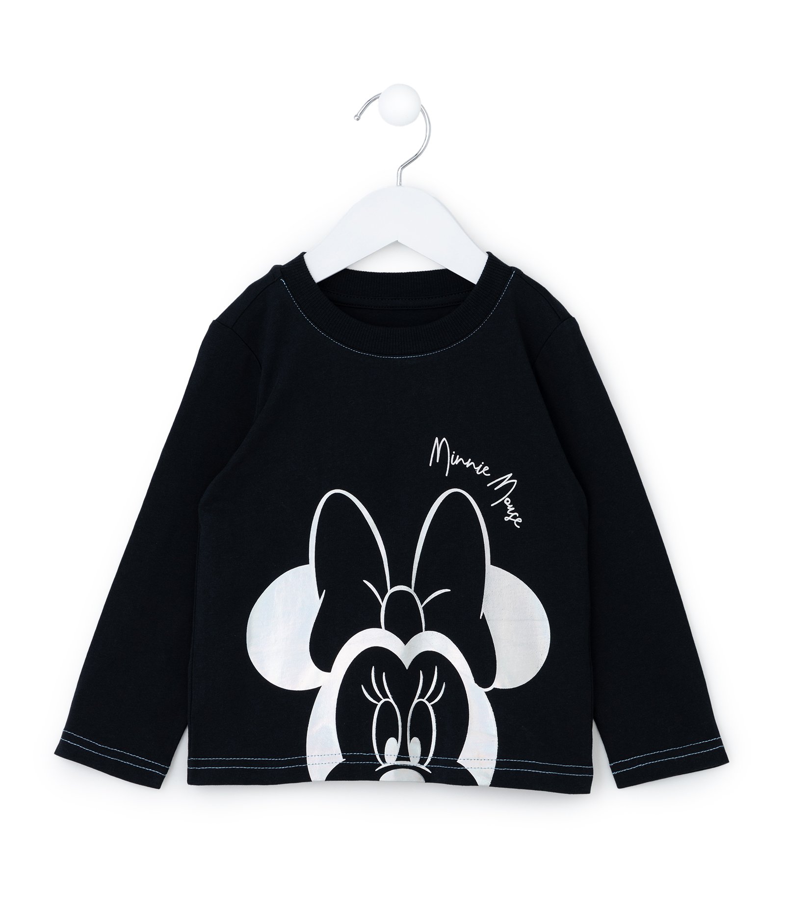 Camiseta Infantil com Estampa da Minnie em Foil - Tam 1 a 5 Anos Preto 1