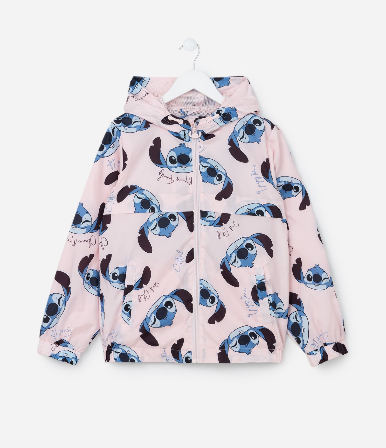 Jaqueta Corta-Vento Infantil com Estampa do Stitch - Tam 5 a 14 Anos Rosa 1