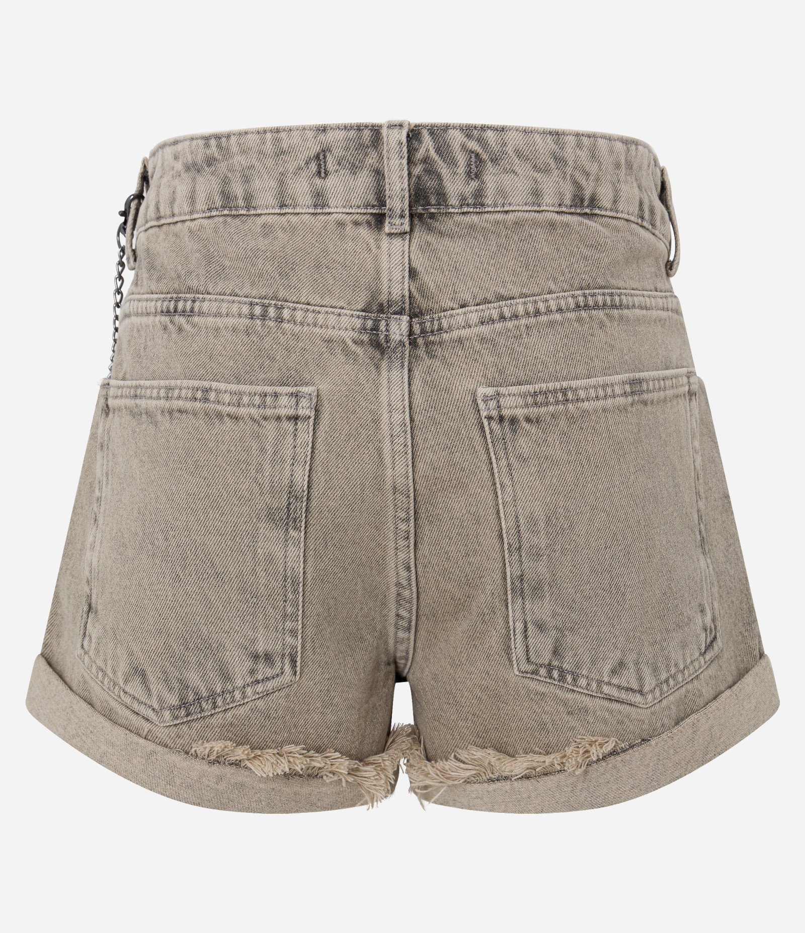 Short Curto Jeans com Detalhe de Correntinha Marrom 6