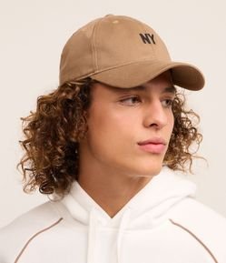 Boné Aba Curva em Sarja com Bordado New York Minimal