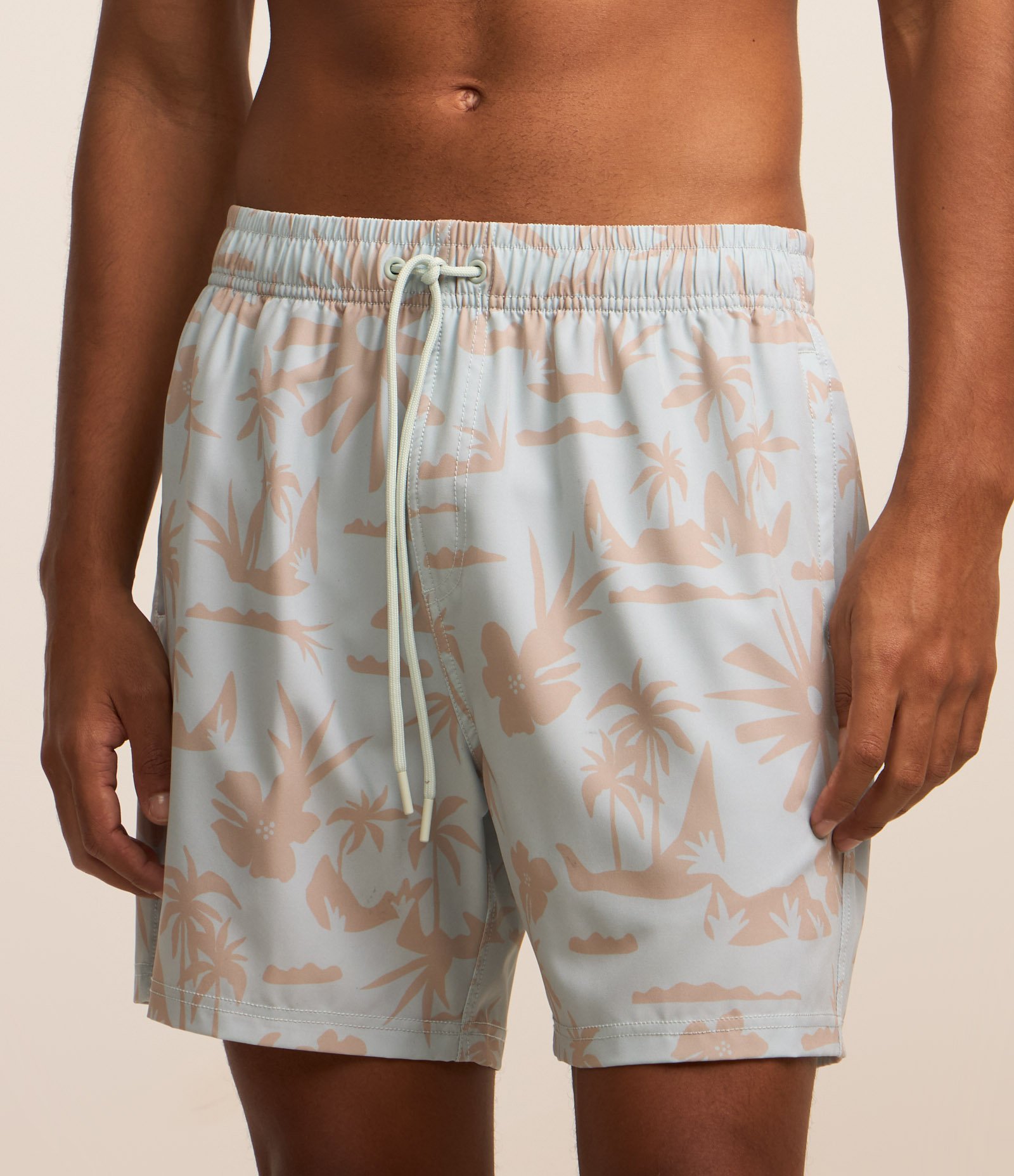 Bermuda com Cós Elástico e Estampa Abstrata Azul Claro 2