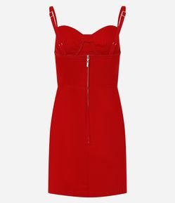 Vestido Curto de Alça em Sarja com Busto Recortado