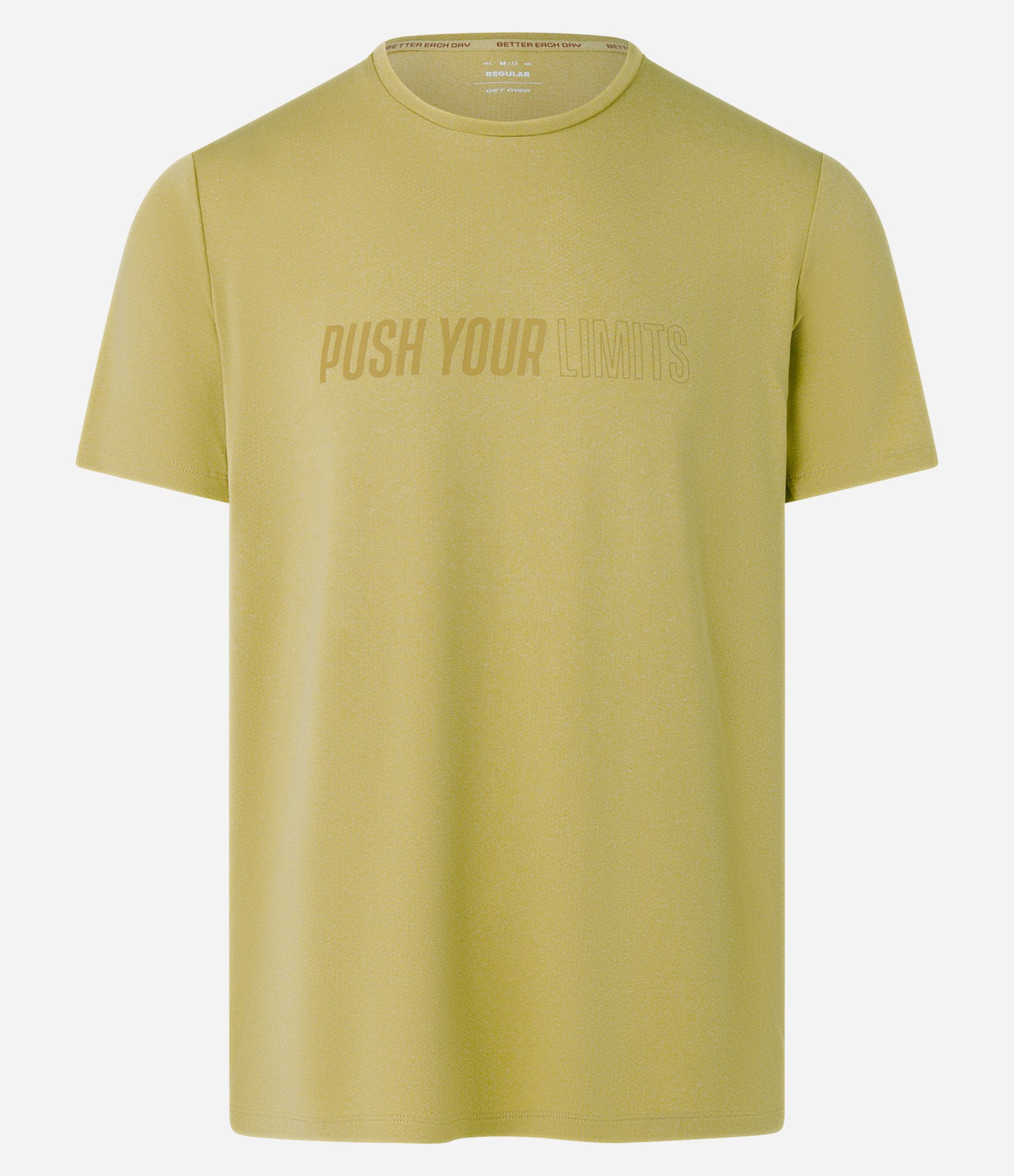 Camiseta Esportiva em Tecnologia Dry com Estampa Lettering em Gel Amarelo 1