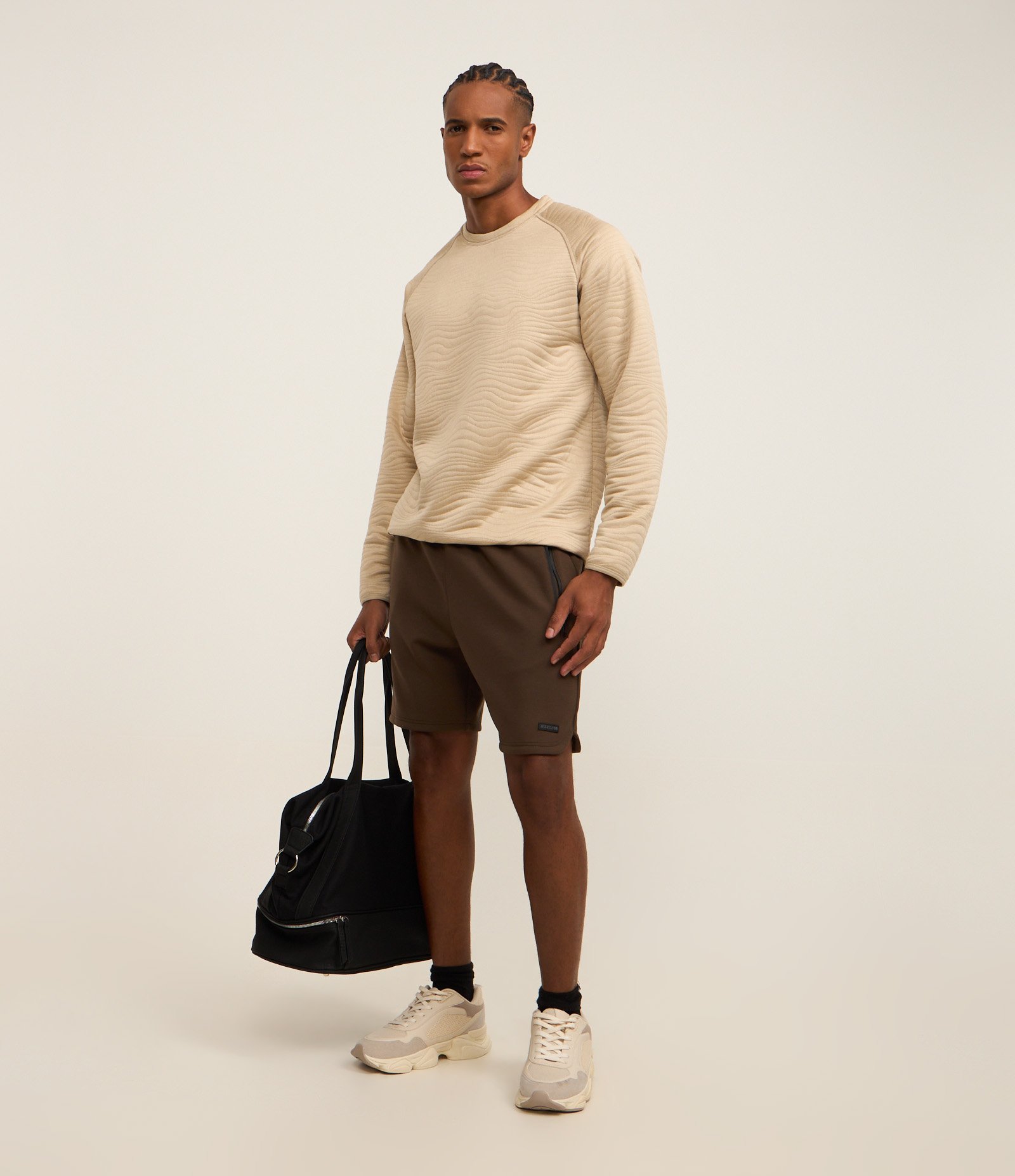 Suéter Esportivo em Dupla Face com Textura Bege 2