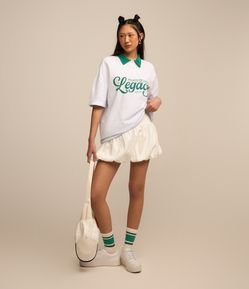 Saia Balonê em Bengaline com Preguinhas