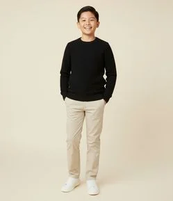 Blusão Infantil Canelado com Cava Raglan - Tam 5 a 14 Anos